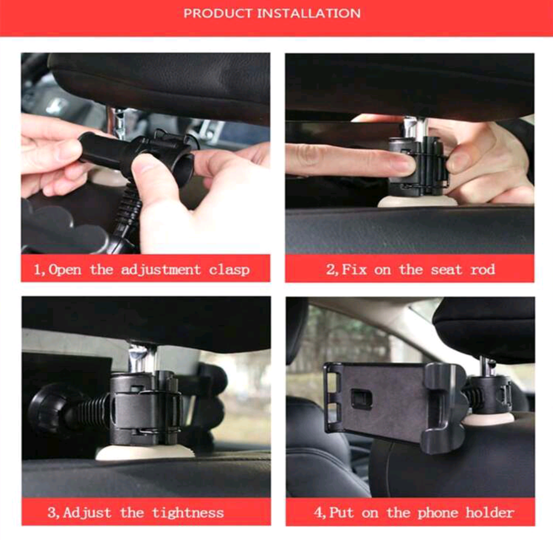 Car Backseat Phone & Tablet Holder - Black._8