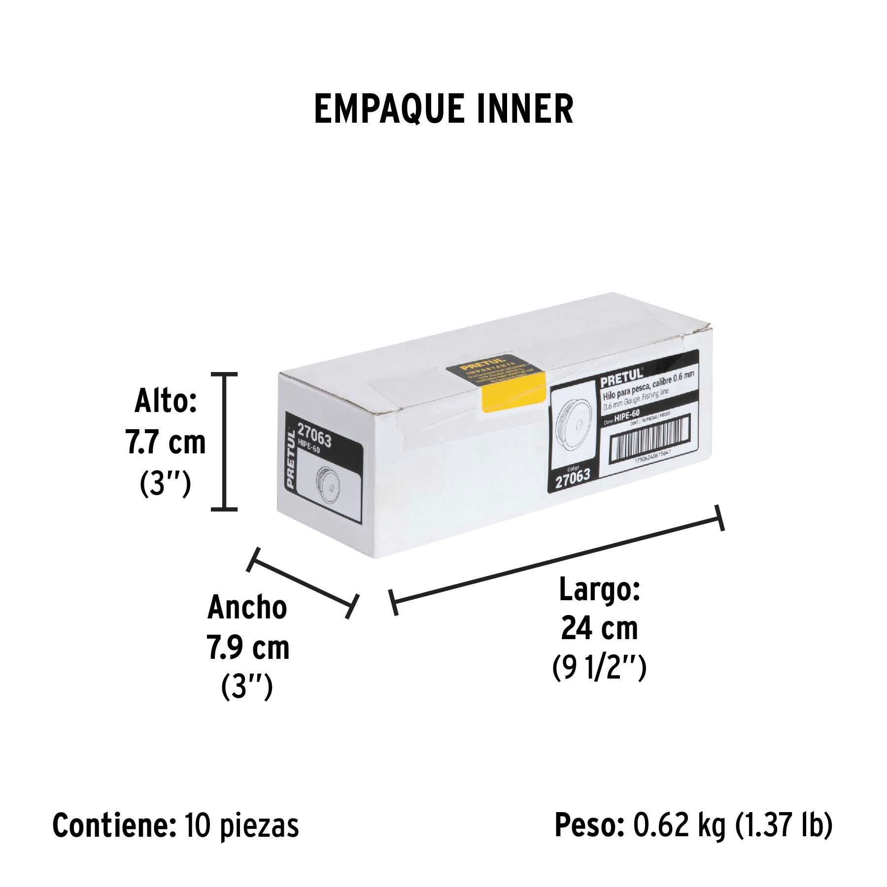 Carrete con 100 m de hilo para pesca azul calibre 0.60 mm_1