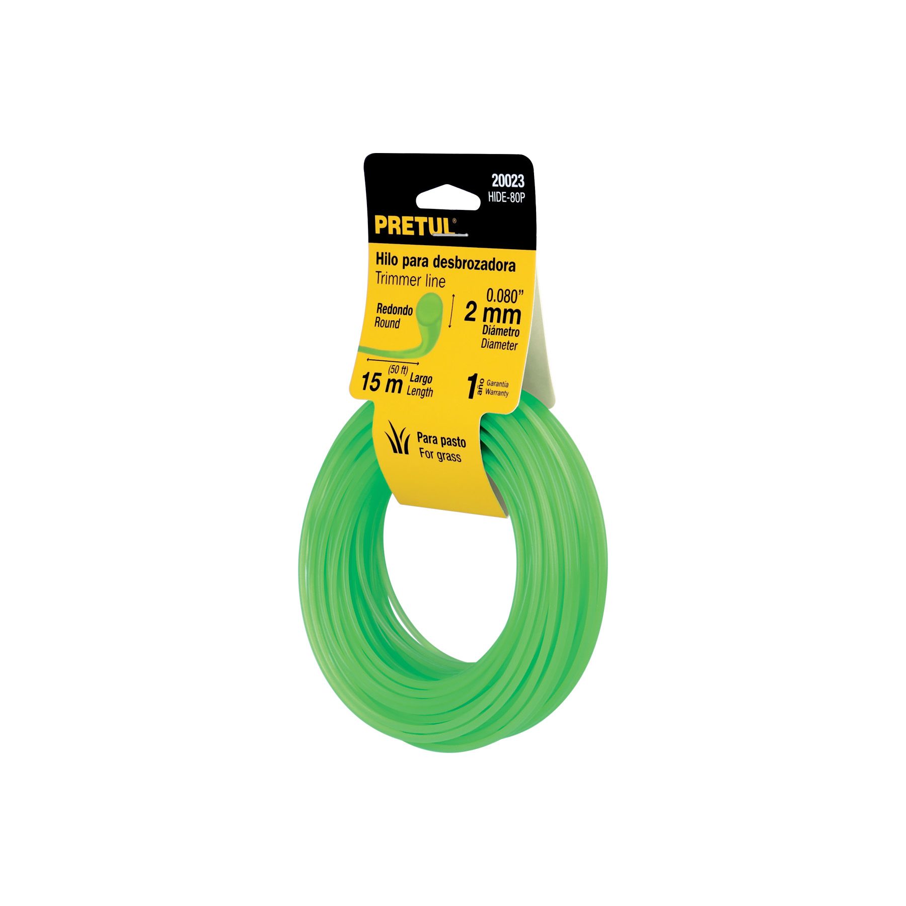 Hilo redondo, para desbrozadora, 2mm x15m, tarjeta, PRETUL_0