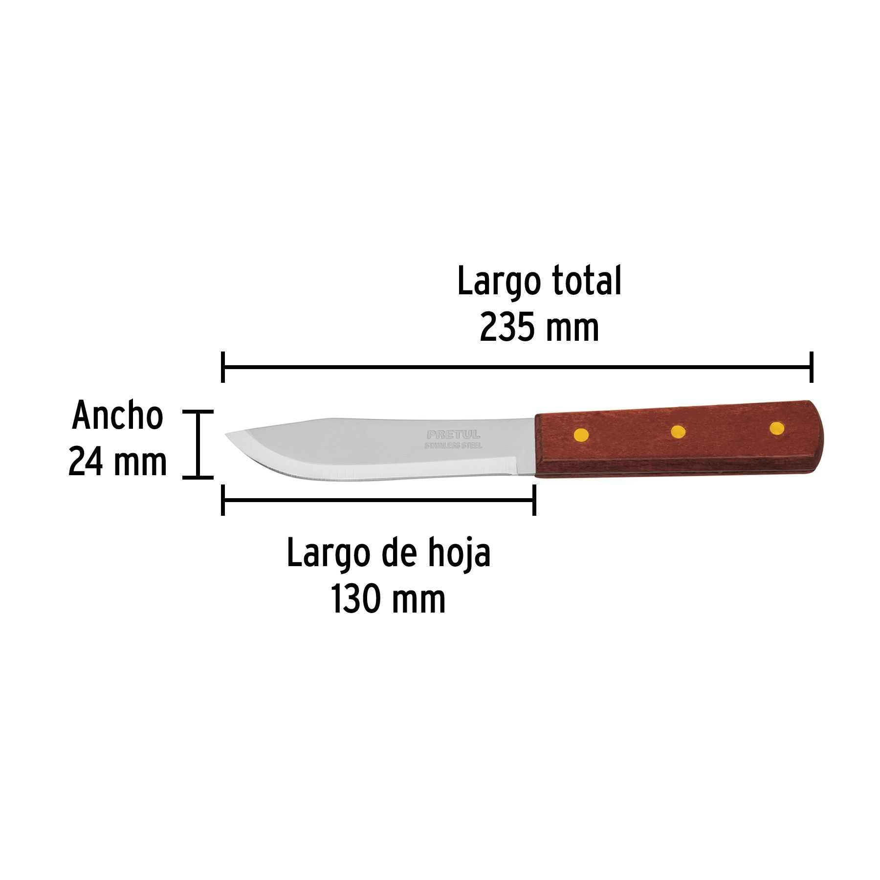 Cuchillo cebollero 5' mango de madera, Pretul_2