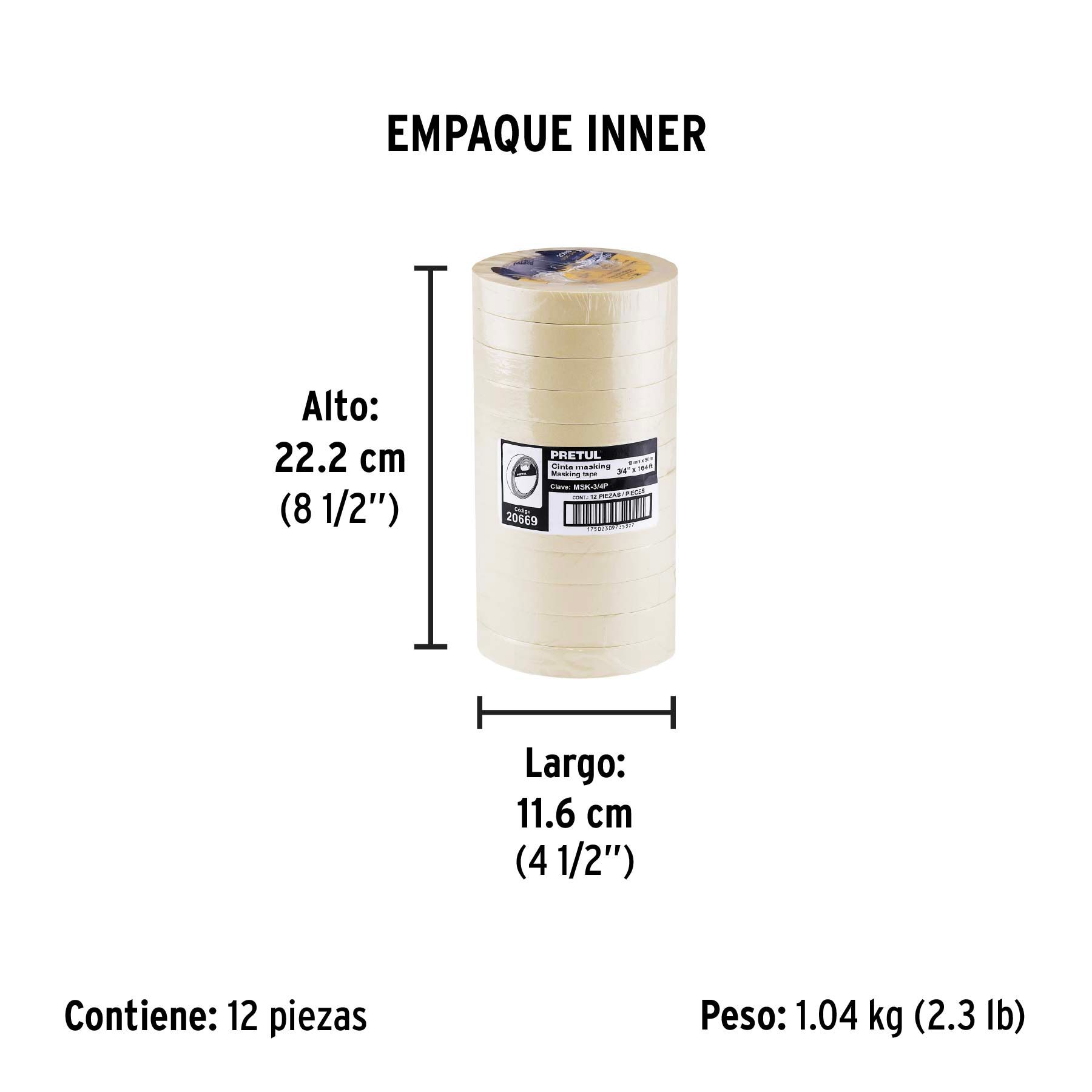 Cinta masking tape de 3/4' x 50 m, Pretul_2