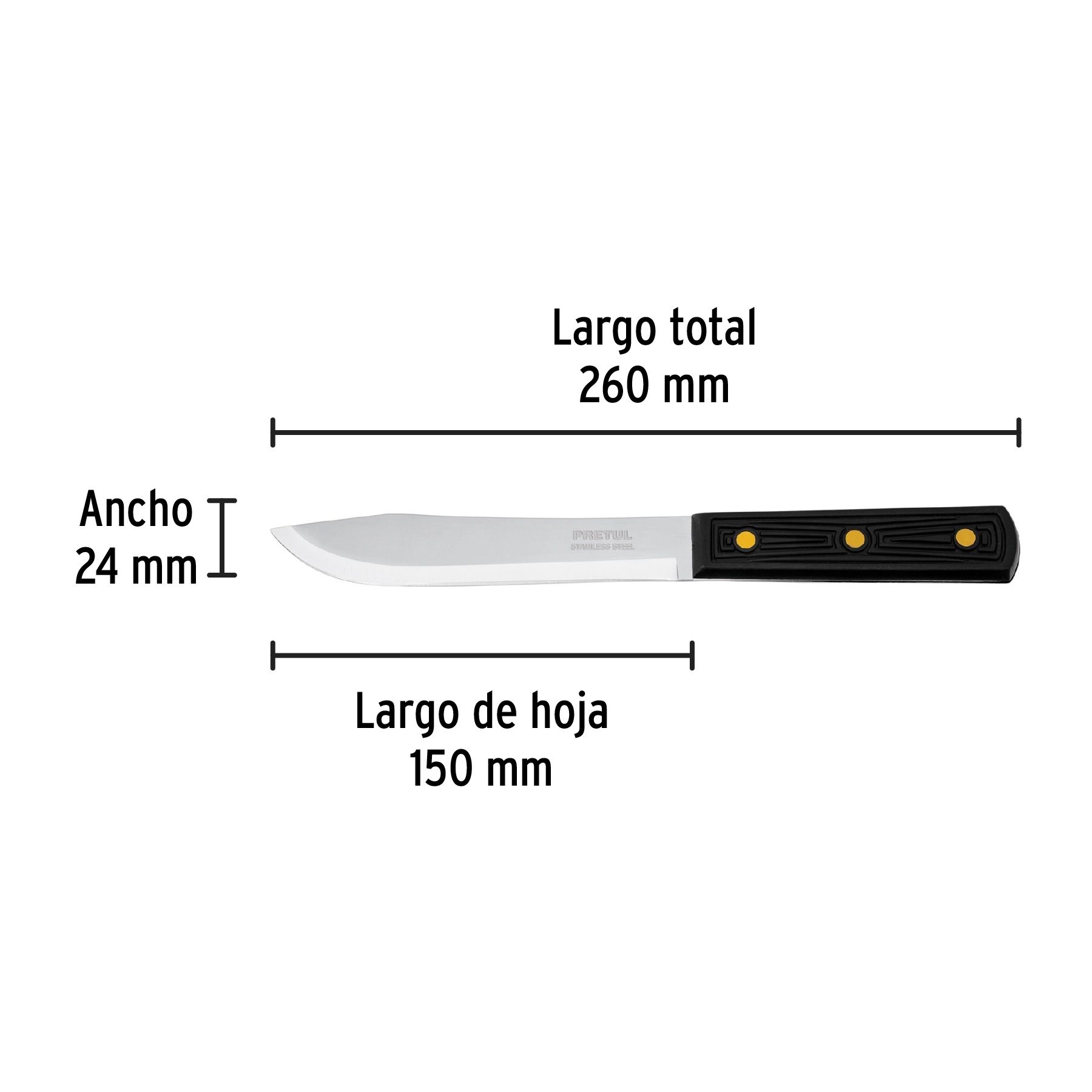 Cuchillo cebollero 6' mango de polipropileno, Pretul_3