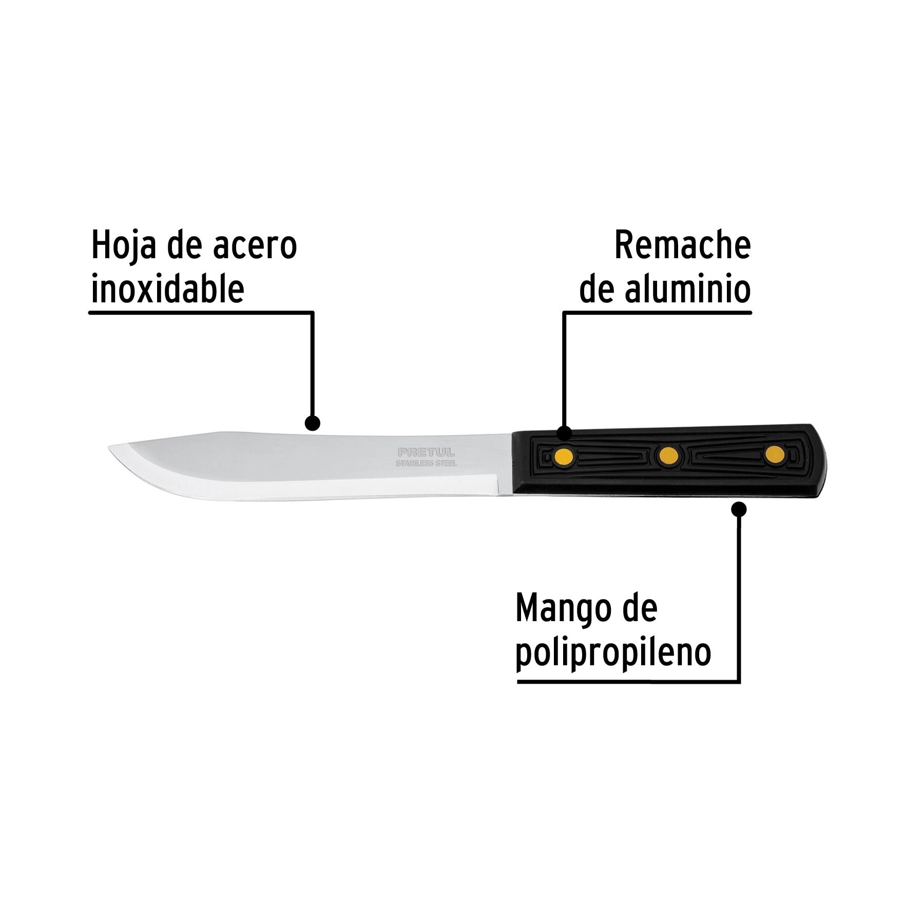 Cuchillo cebollero 6' mango de polipropileno, Pretul_1