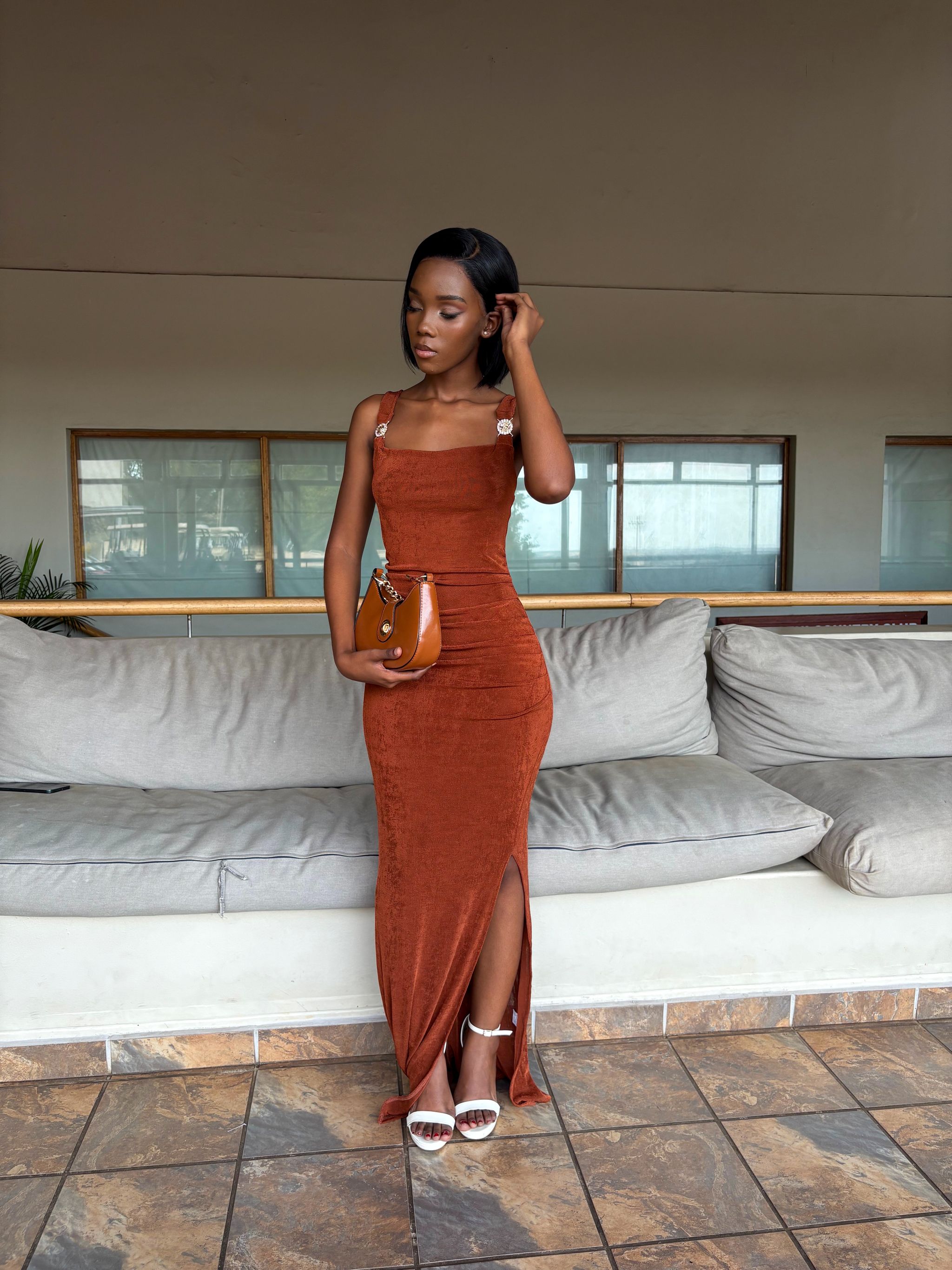 Terracotta slit bodycon_5