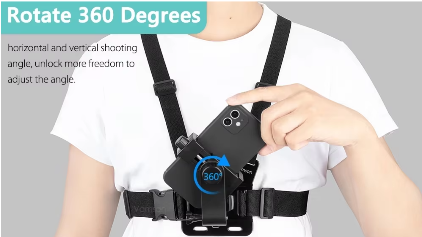 Vamson for Gopro and Phone mount Chest Strap Body Harness Universal Phone Clip_6