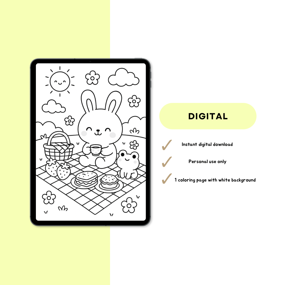Picnic Day Coloring Page - digital download _0