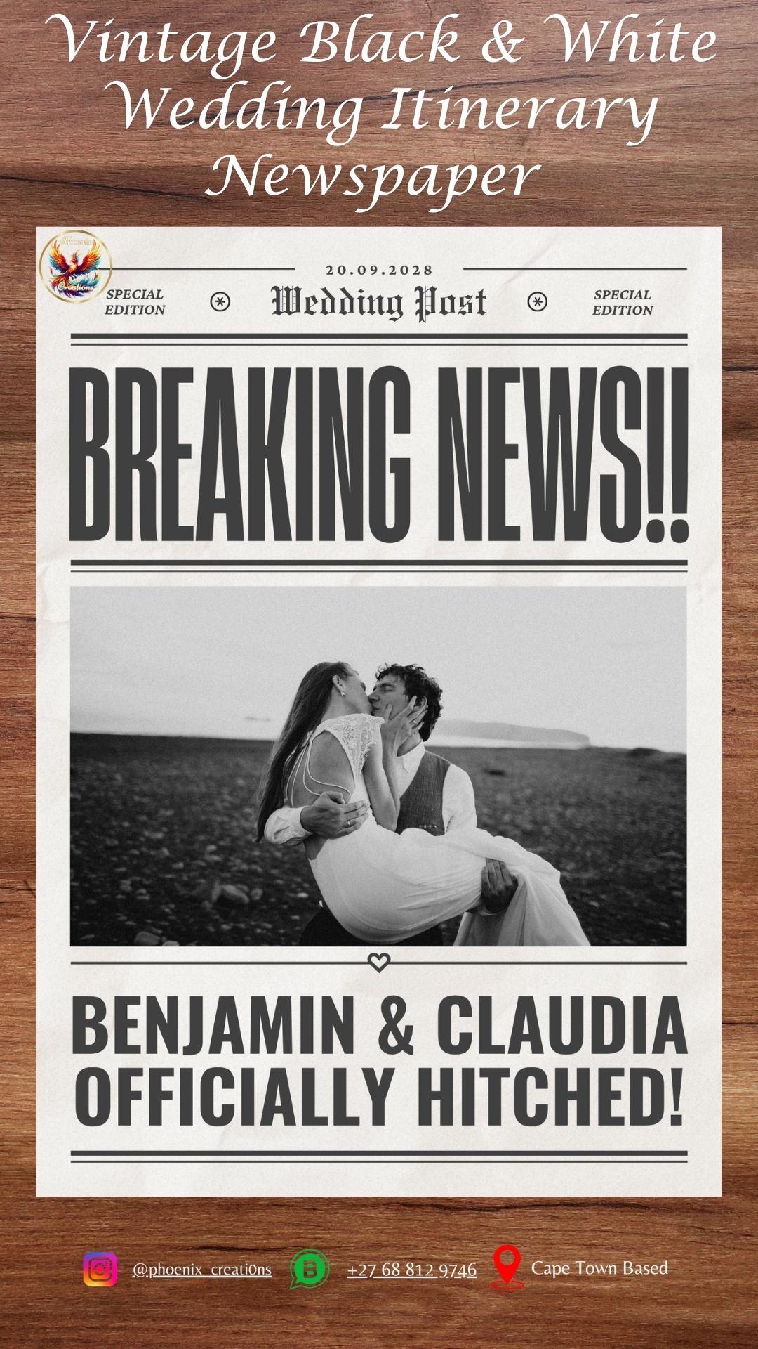 B&W Vintage Wedding Newspaper Template_1