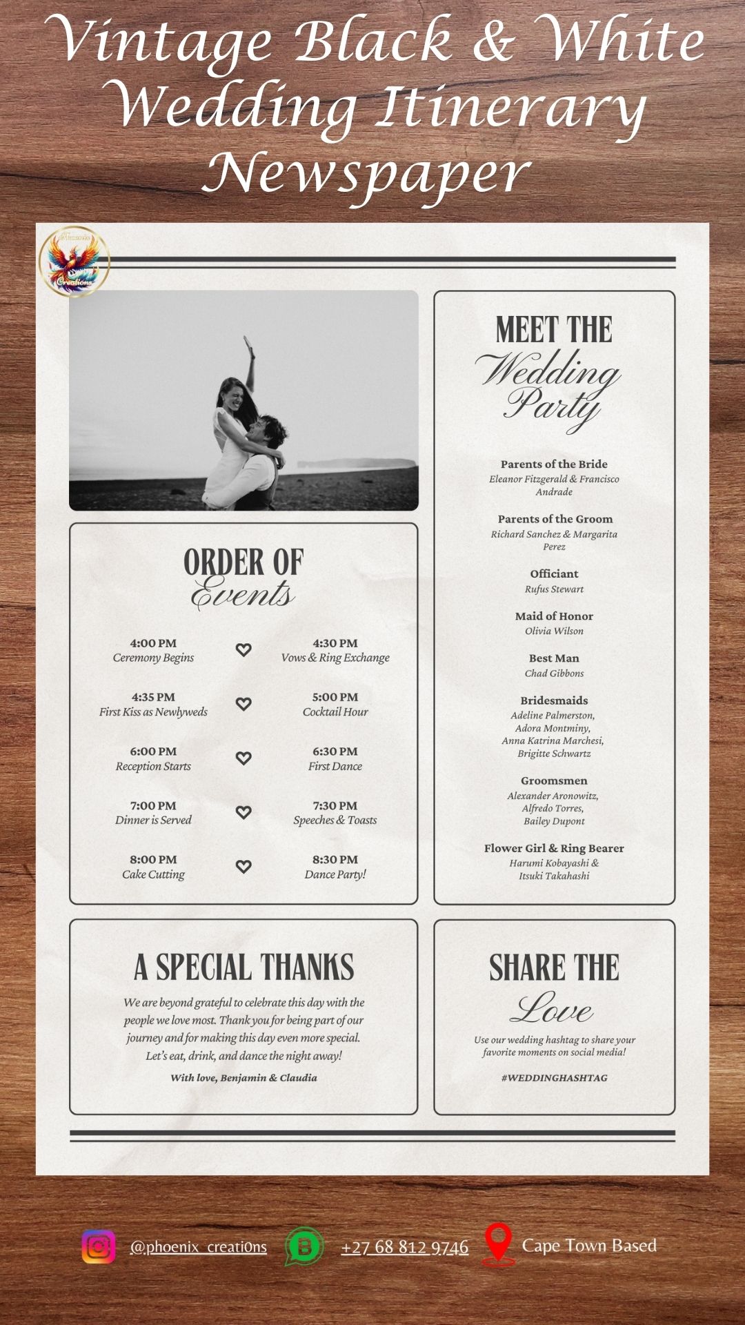 B&W Vintage Wedding Newspaper Template_4
