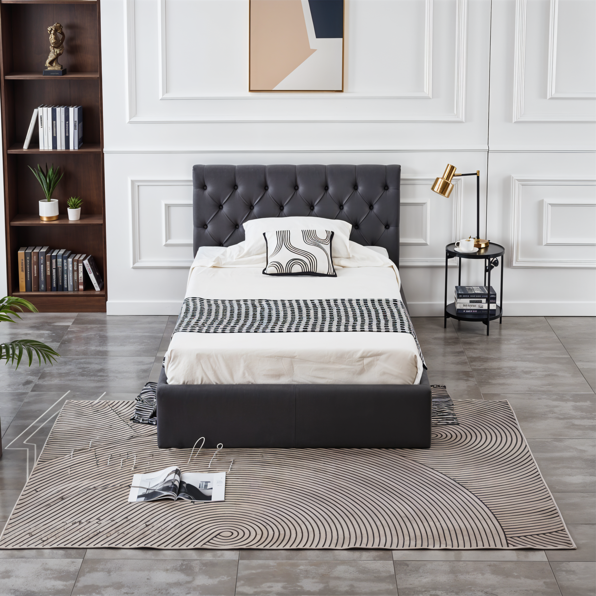 BLACK VELVET AURA STORAGE BED QUEEN 5X6.3 FEET_1