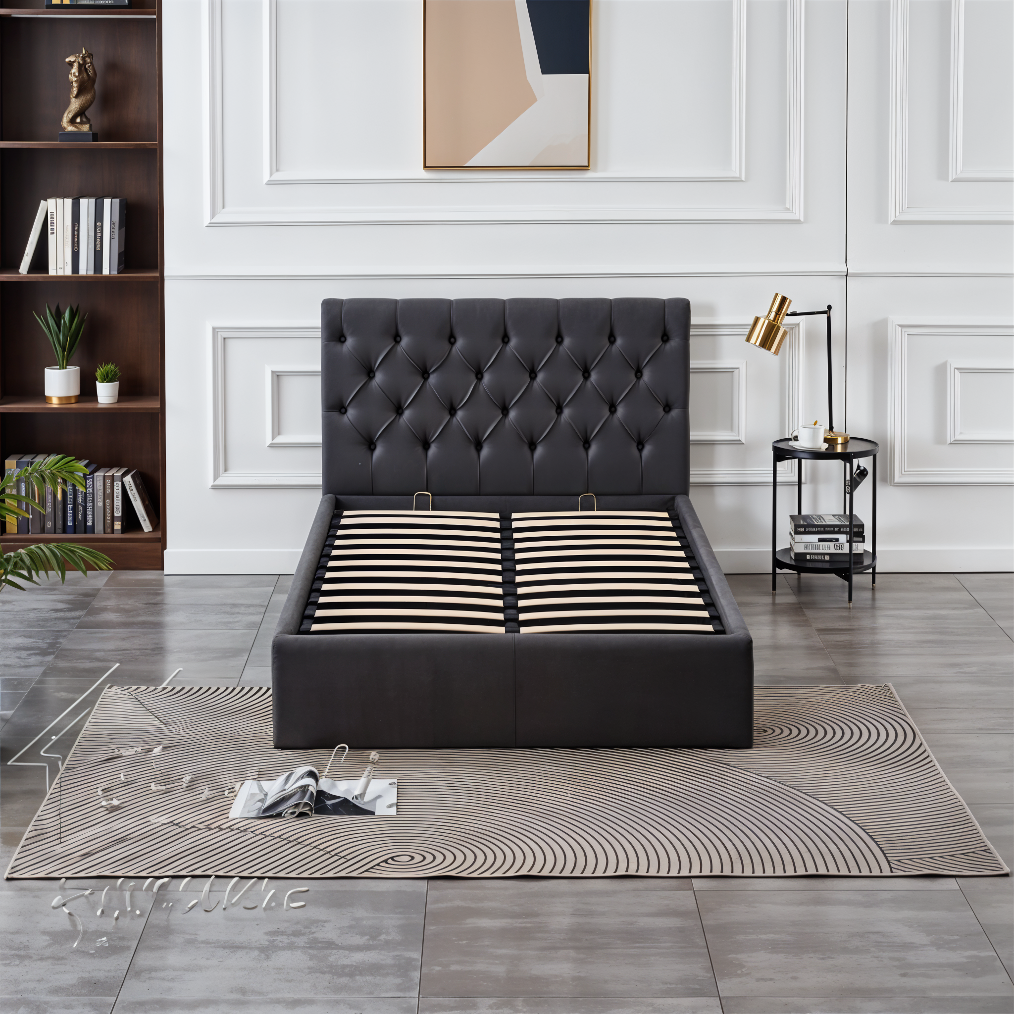 BLACK VELVET AURA STORAGE BED QUEEN 5X6.3 FEET_3