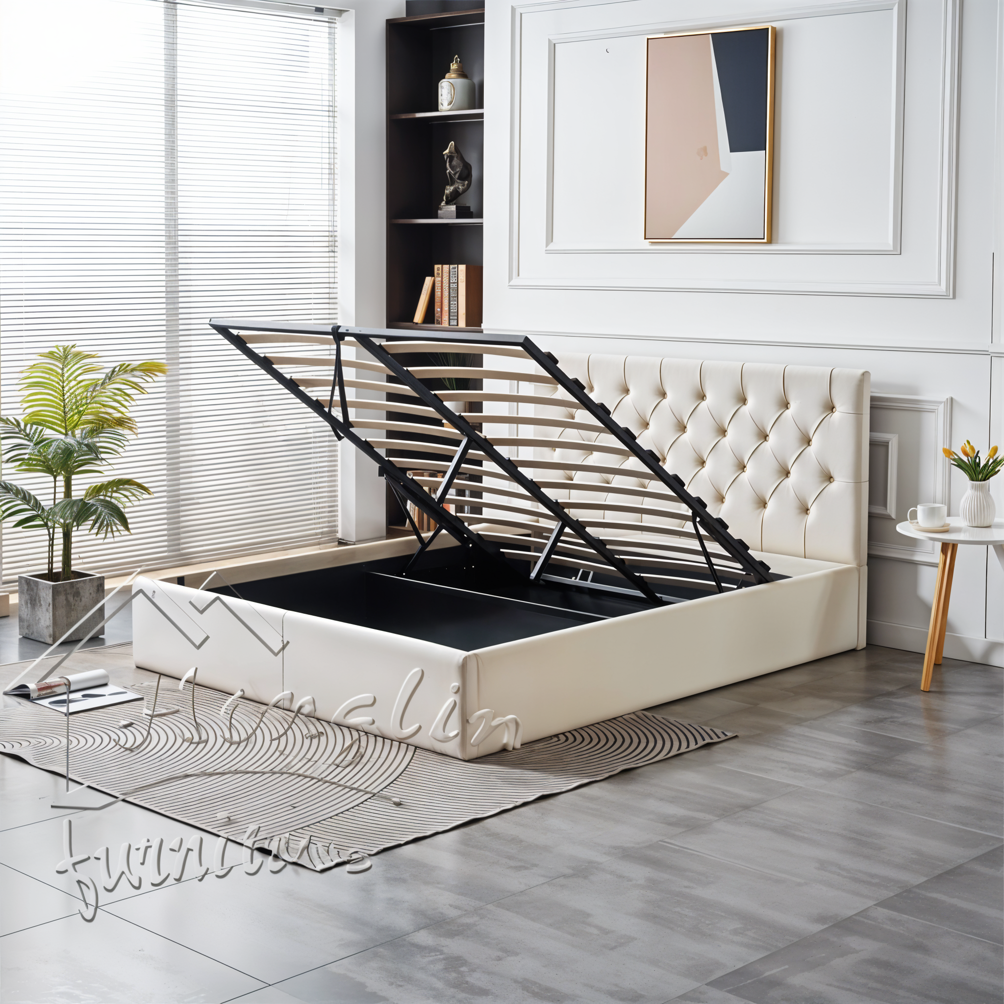 AURA VELVET STORAGE BED QUEEN 5X6.3 FEET_2