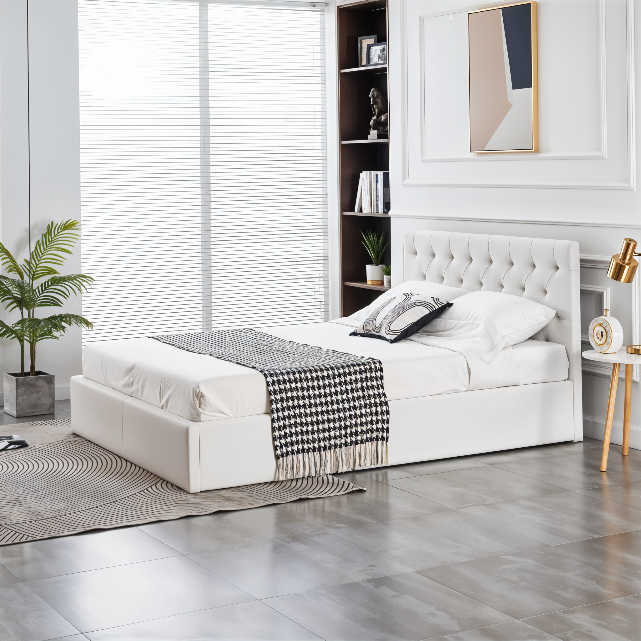 AURA PU LEATHER STORAGE BED QUEEN 5X6.3 FEET _6