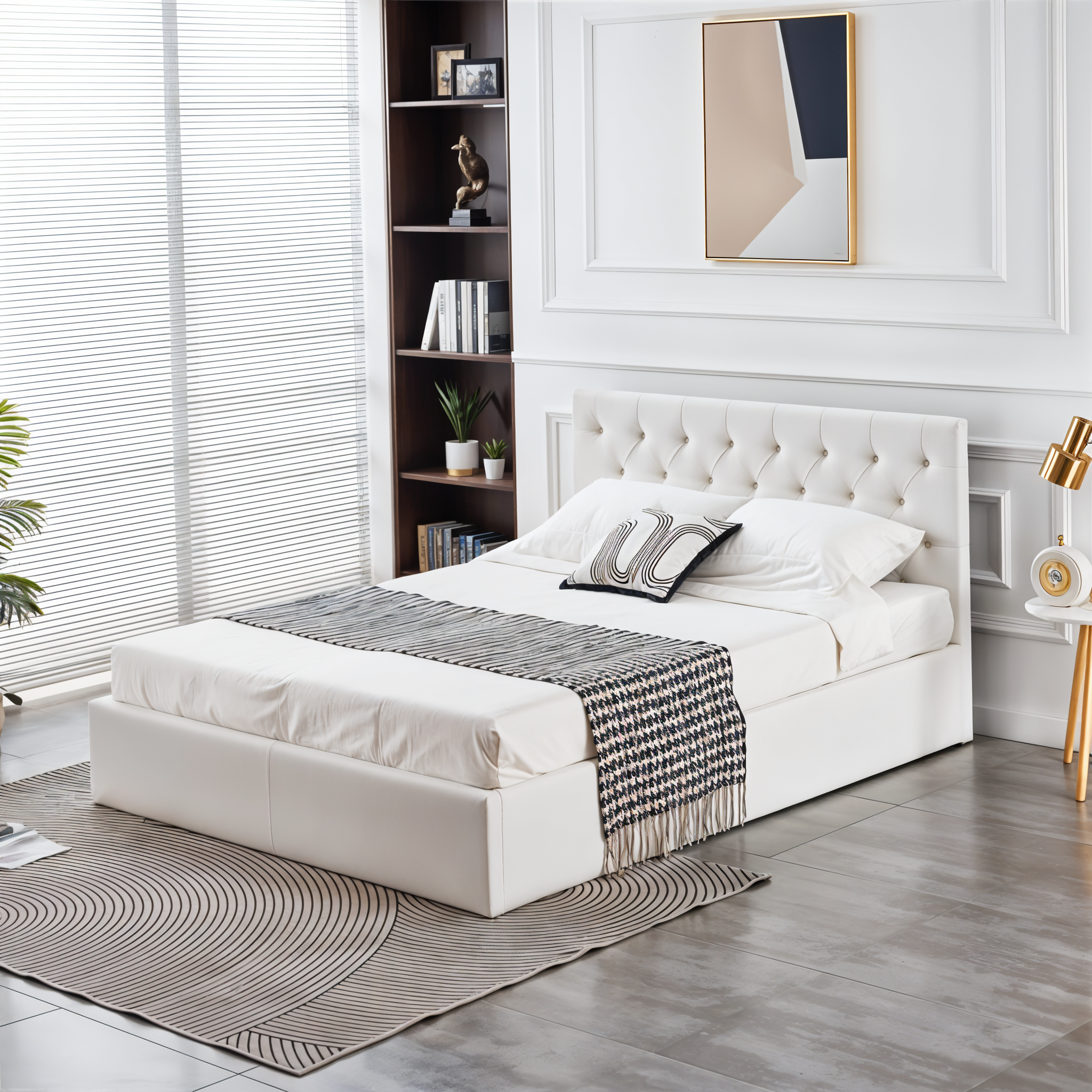AURA PU LEATHER STORAGE BED QUEEN 5X6.3 FEET _4