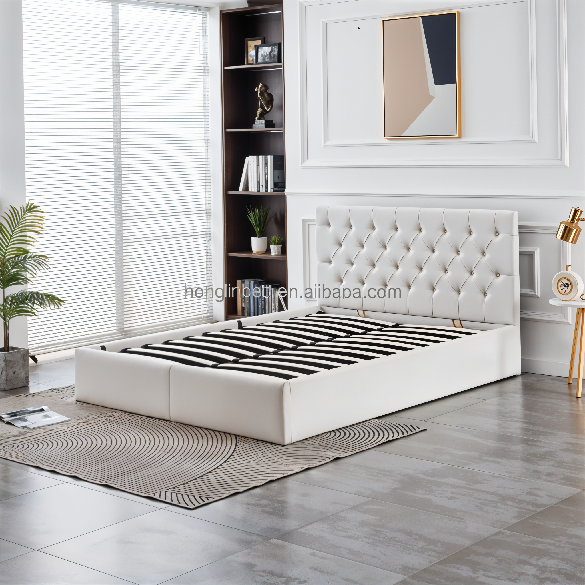 AURA PU LEATHER STORAGE BED QUEEN 5X6.3 FEET _8