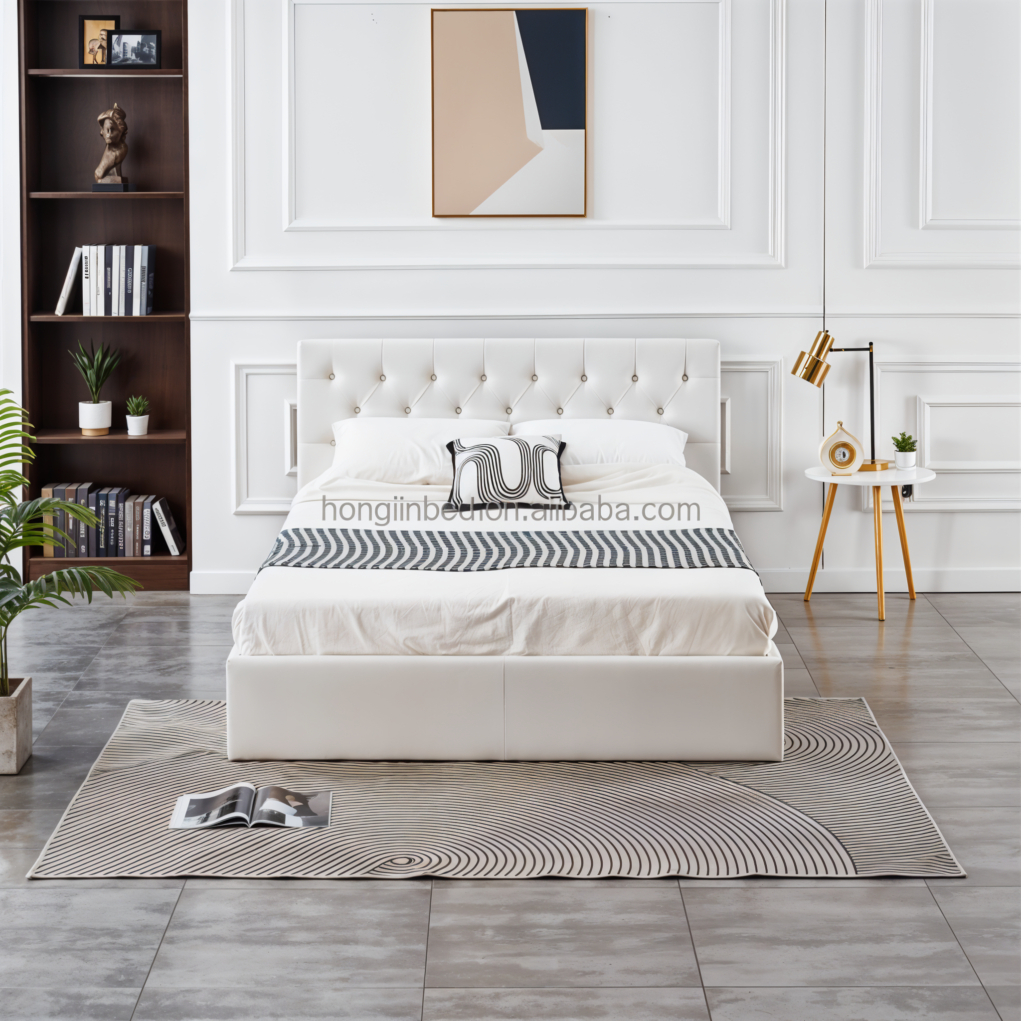 AURA PU LEATHER STORAGE BED QUEEN 5X6.3 FEET _9