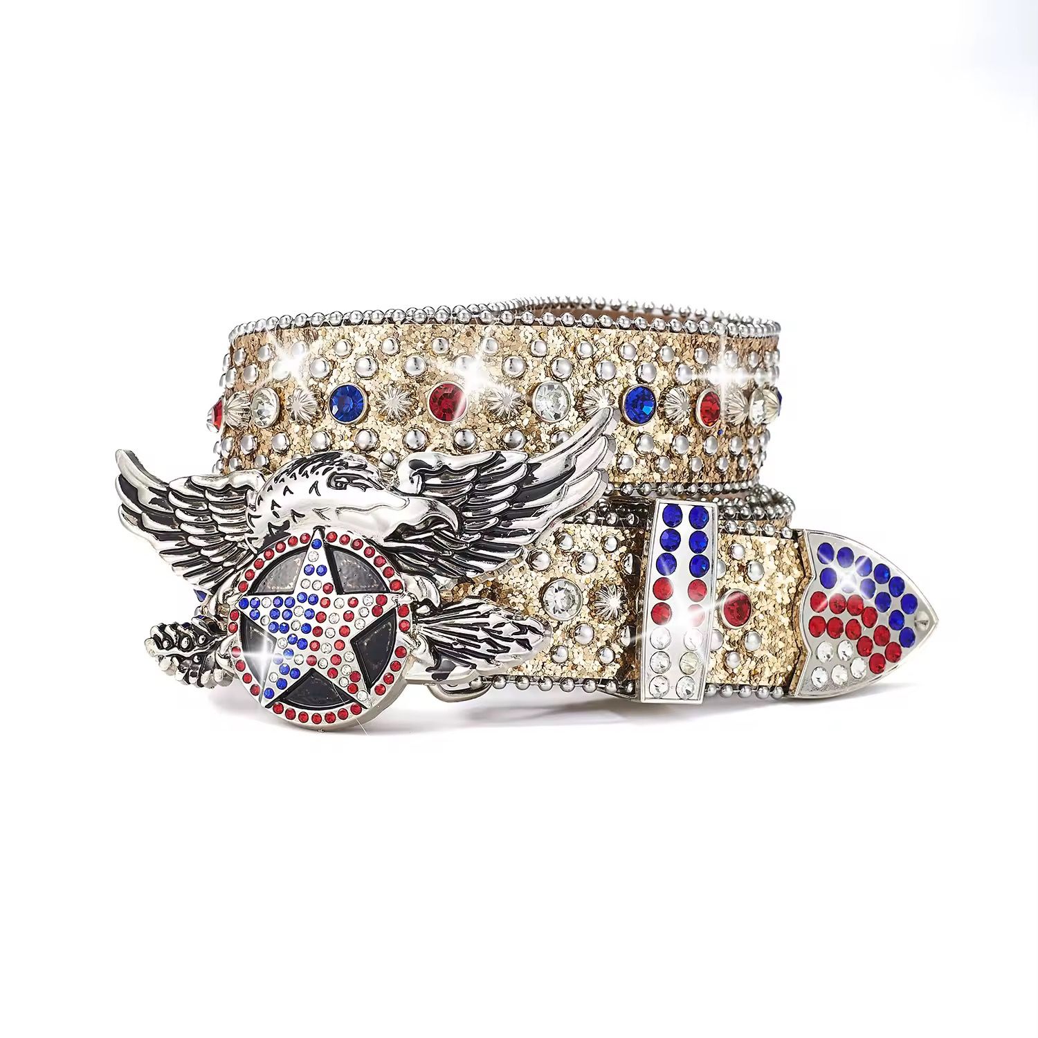Fashion Blingbling Skull Accessories Western Men Women Rhinestone Bb Belt Cowboy and Cowgirl Waist Diamond Belt_4