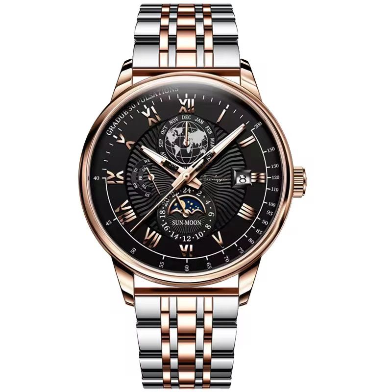 Luxury Men Quartz Watches Waterproof Luminous Stainless Steel Band High Quality Wrist Watch for Men_1