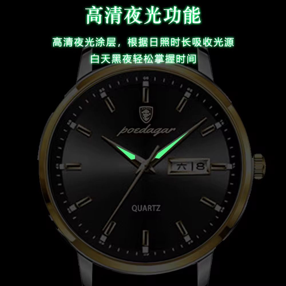 High Quality Wrist Watch for Men Waterproof Luminous Leather Band Luxury Men Quartz Watches_3