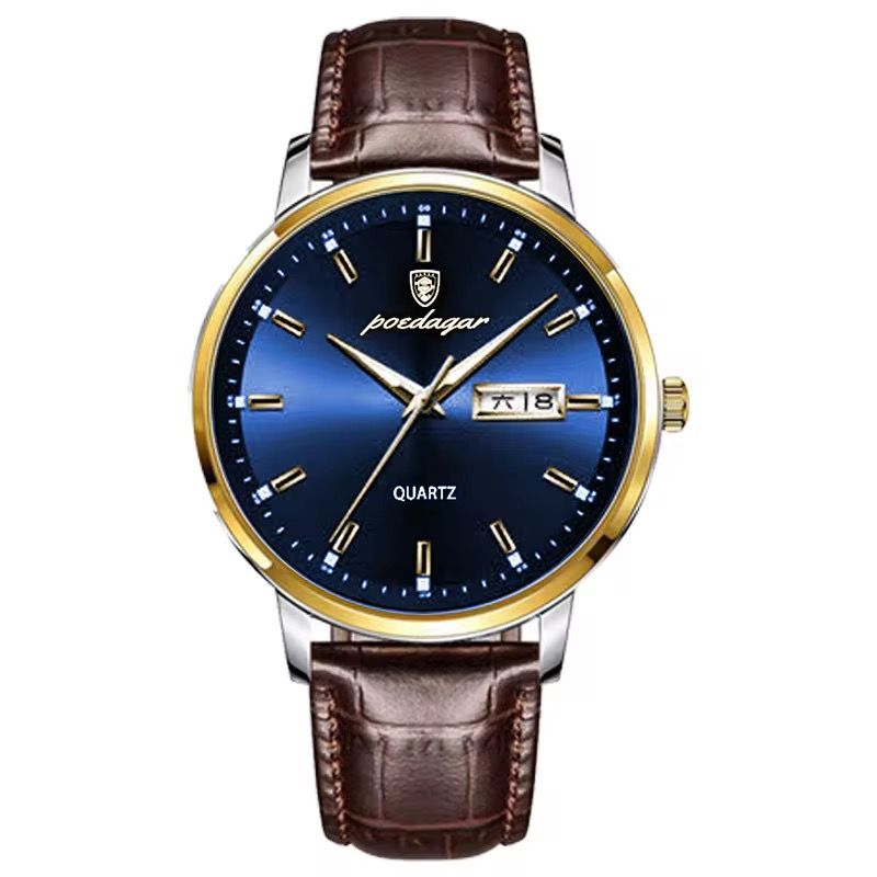 High Quality Wrist Watch for Men Waterproof Luminous Leather Band Luxury Men Quartz Watches_0