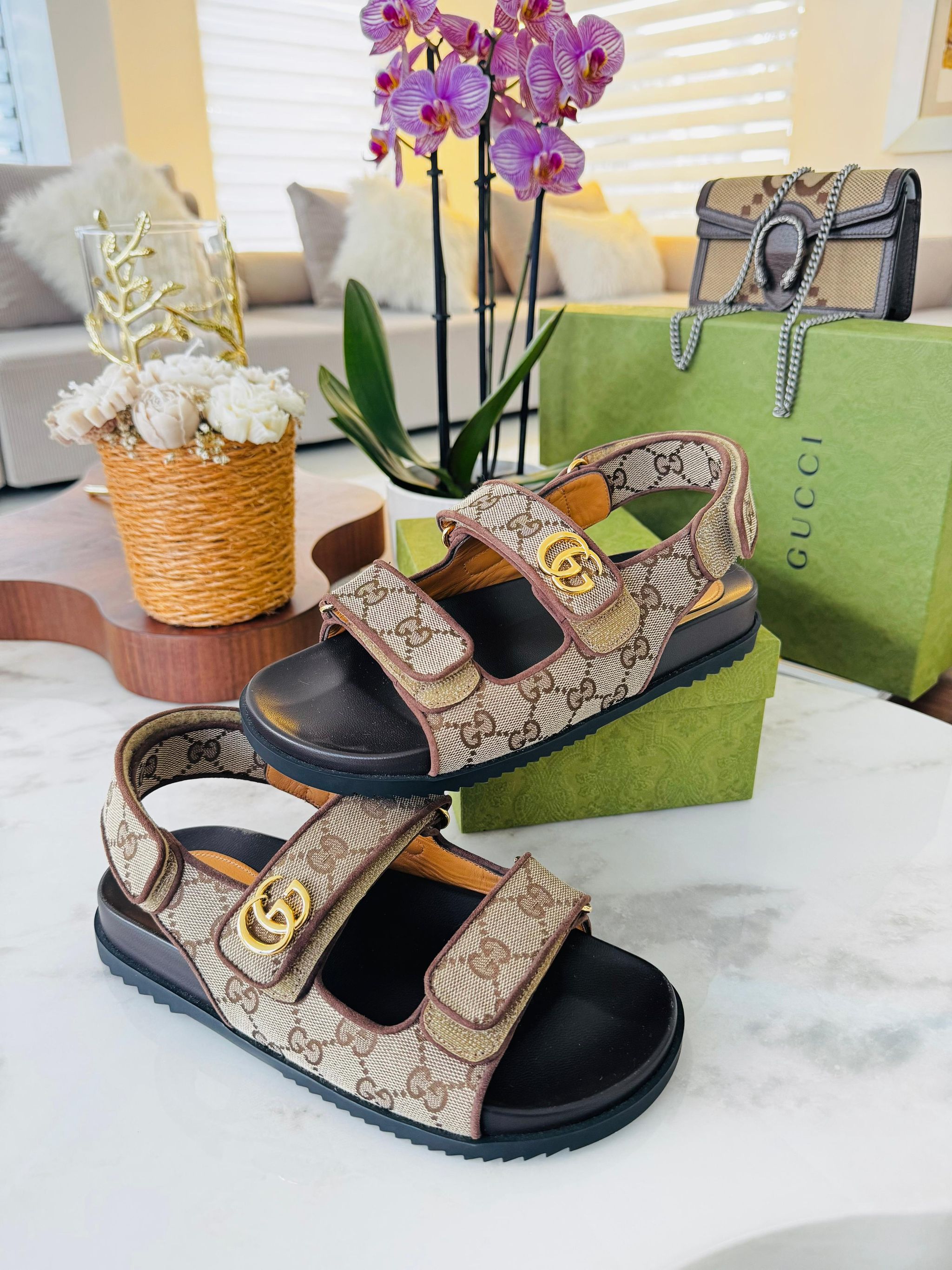 Sandálias clássicas Gucci monogram _1