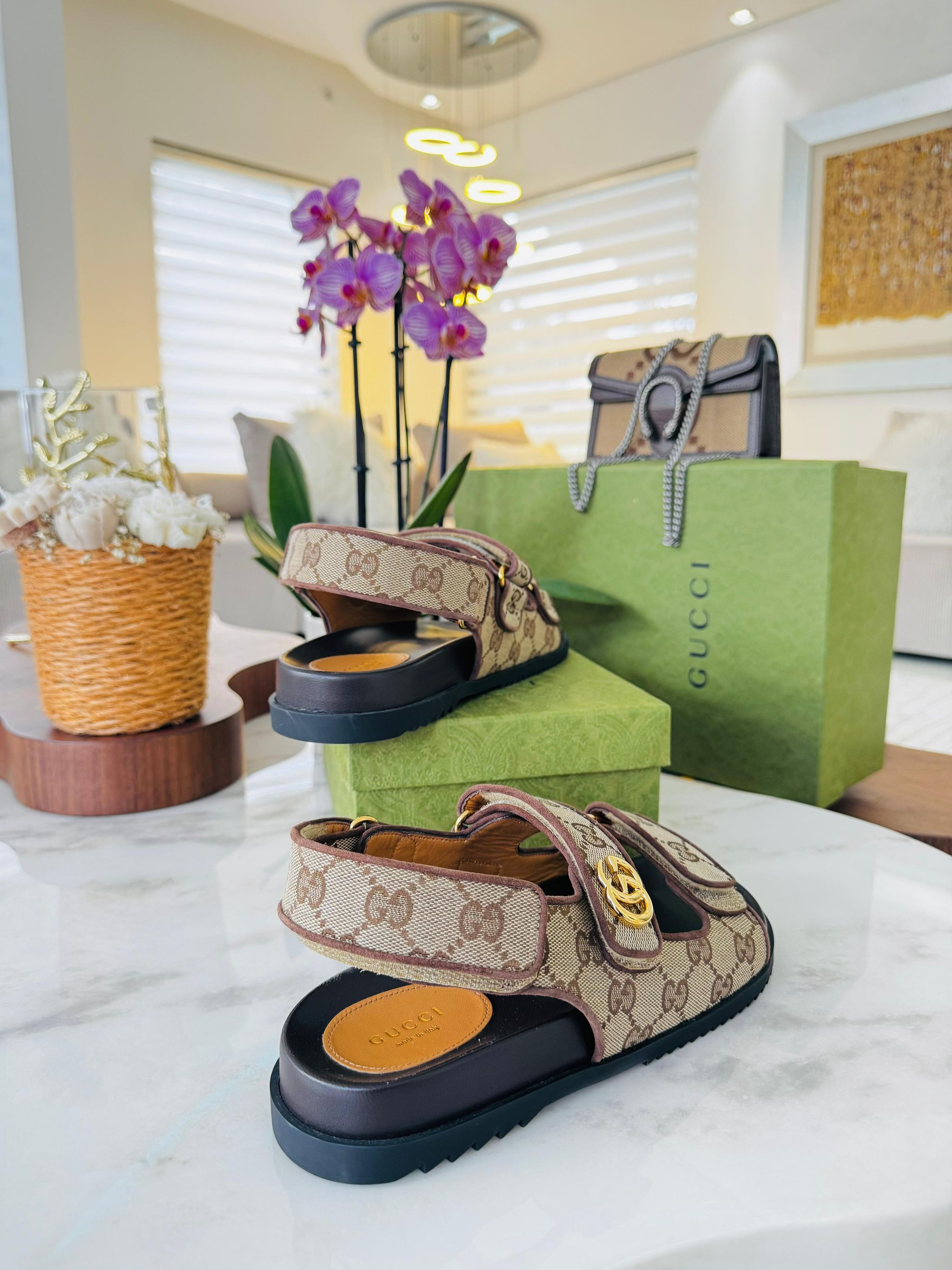 Sandálias clássicas Gucci monogram _2