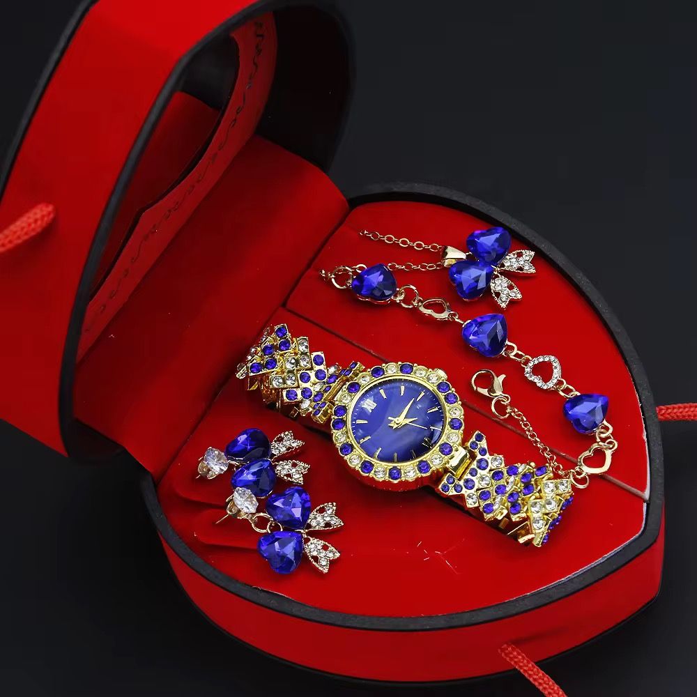 New Luxury Watch for Woman Fashion Diamond Inlay Ladies Wrist Watch Jewelry Set Box Gifts for Women_0