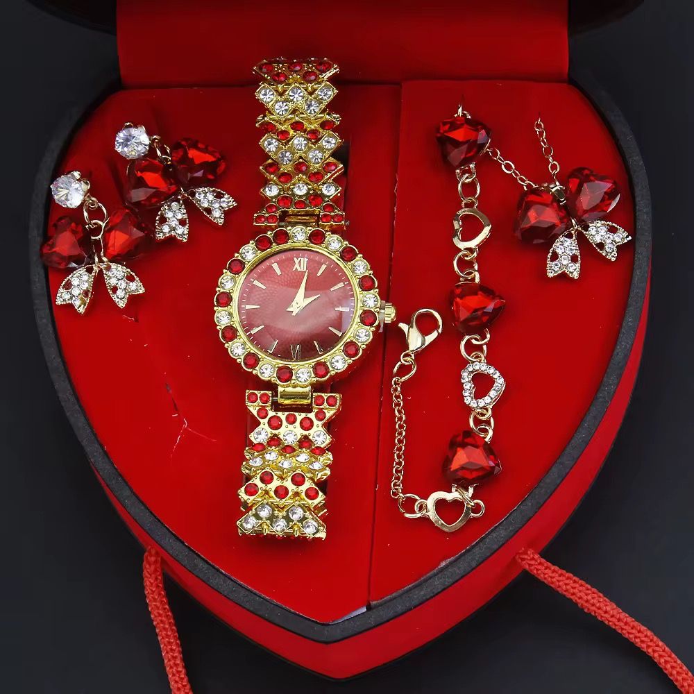New Luxury Watch for Woman Fashion Diamond Inlay Ladies Wrist Watch Jewelry Set Box Gifts for Women_1