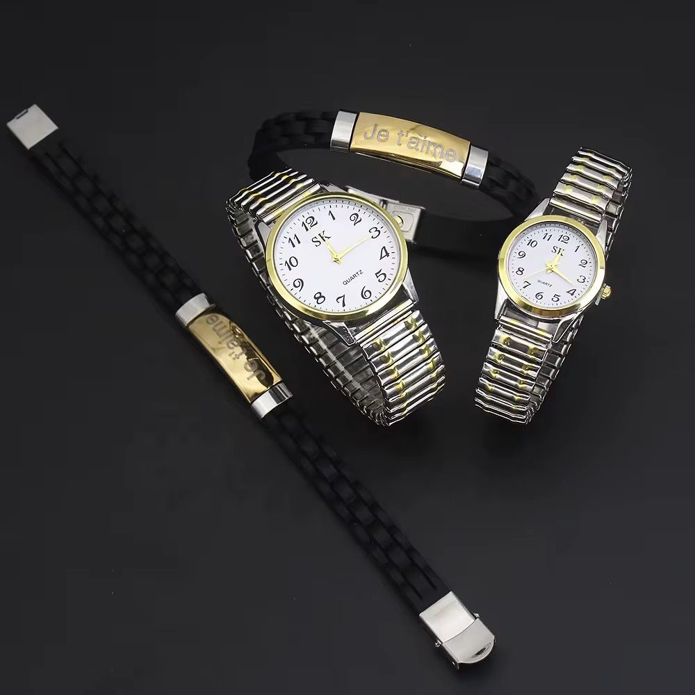 Je taime Couple's Quartz Watches Bracelet Set Luxury Man Watch and Women's Wrist Watch Gifts for Women Elastic Strap_2