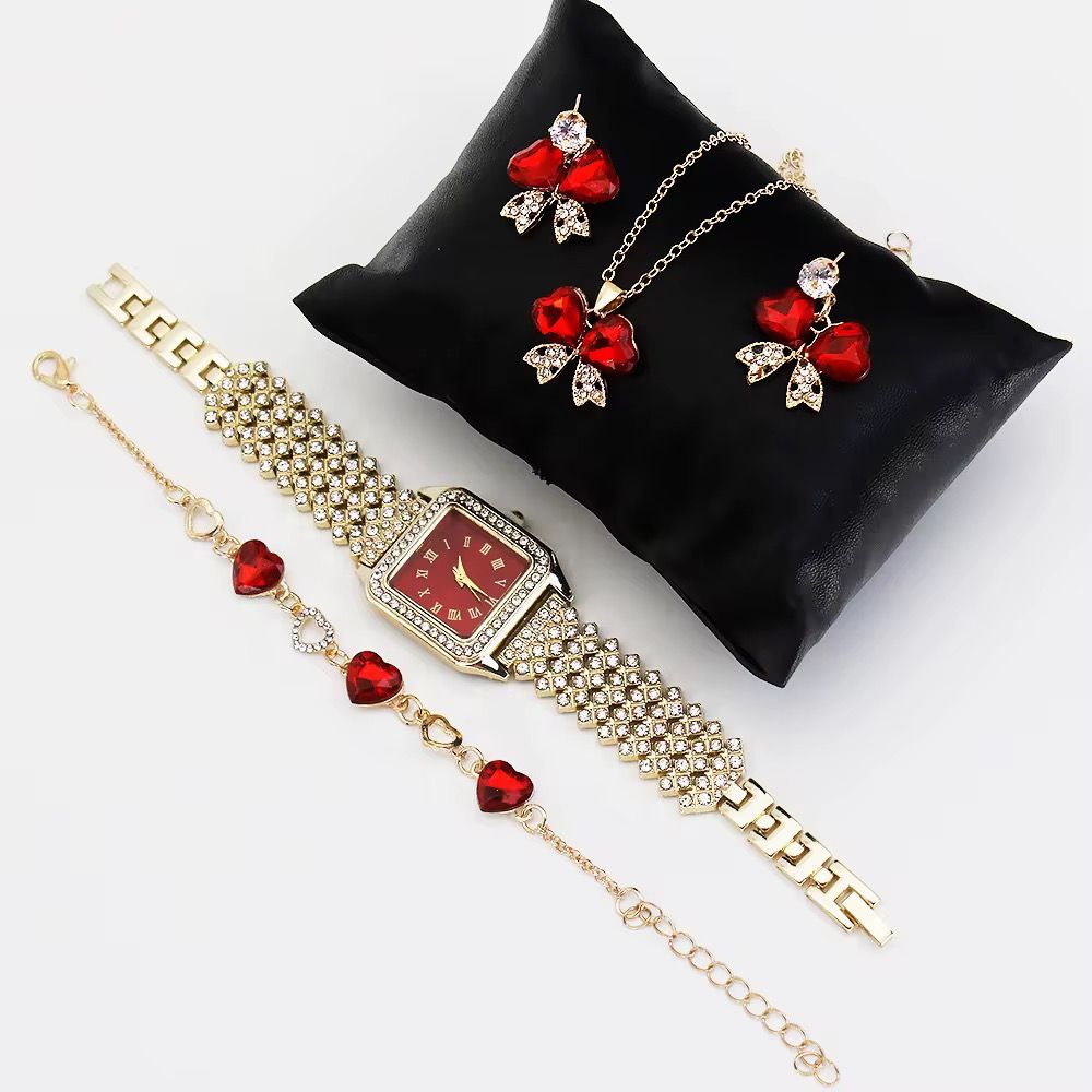 Luxury Watch for Woman Square Dial Ladies Diamond Wrist Watch Jewelry Set Box Gifts for Women_2