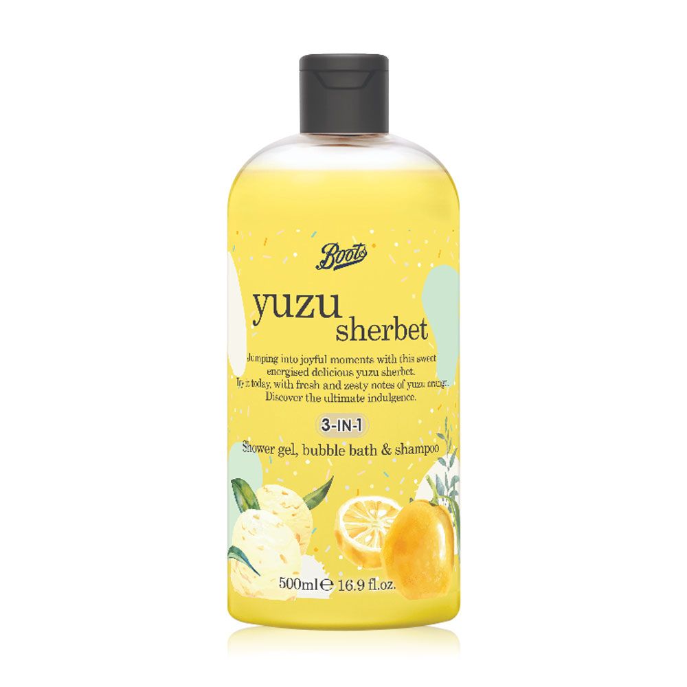 Boots Shower Gel Bubble Bath & Shampoo 500ml - Yuze Sherbet_0