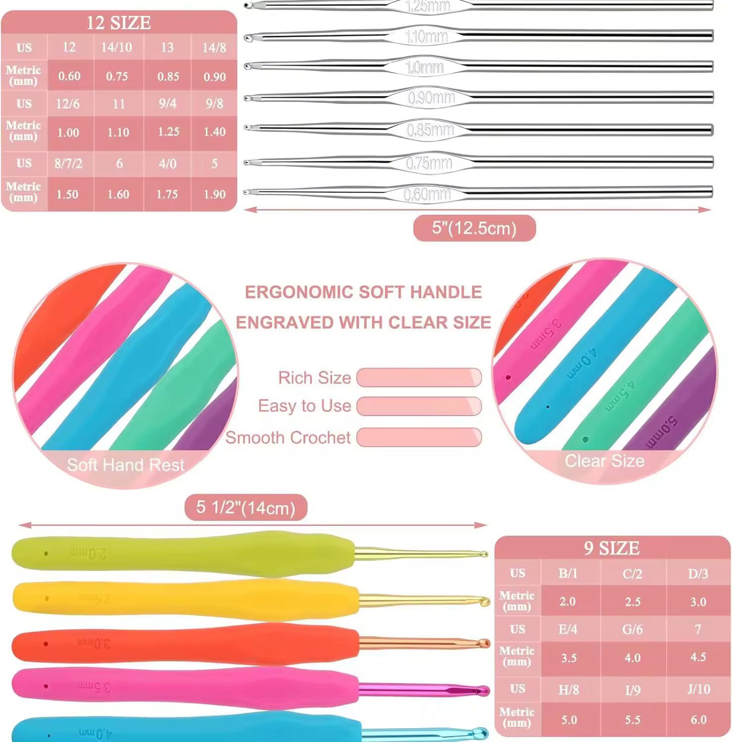 Charmkey Beginner Crochet Set Includes Yarn Crochet Hooks and Knitting Accessories_5