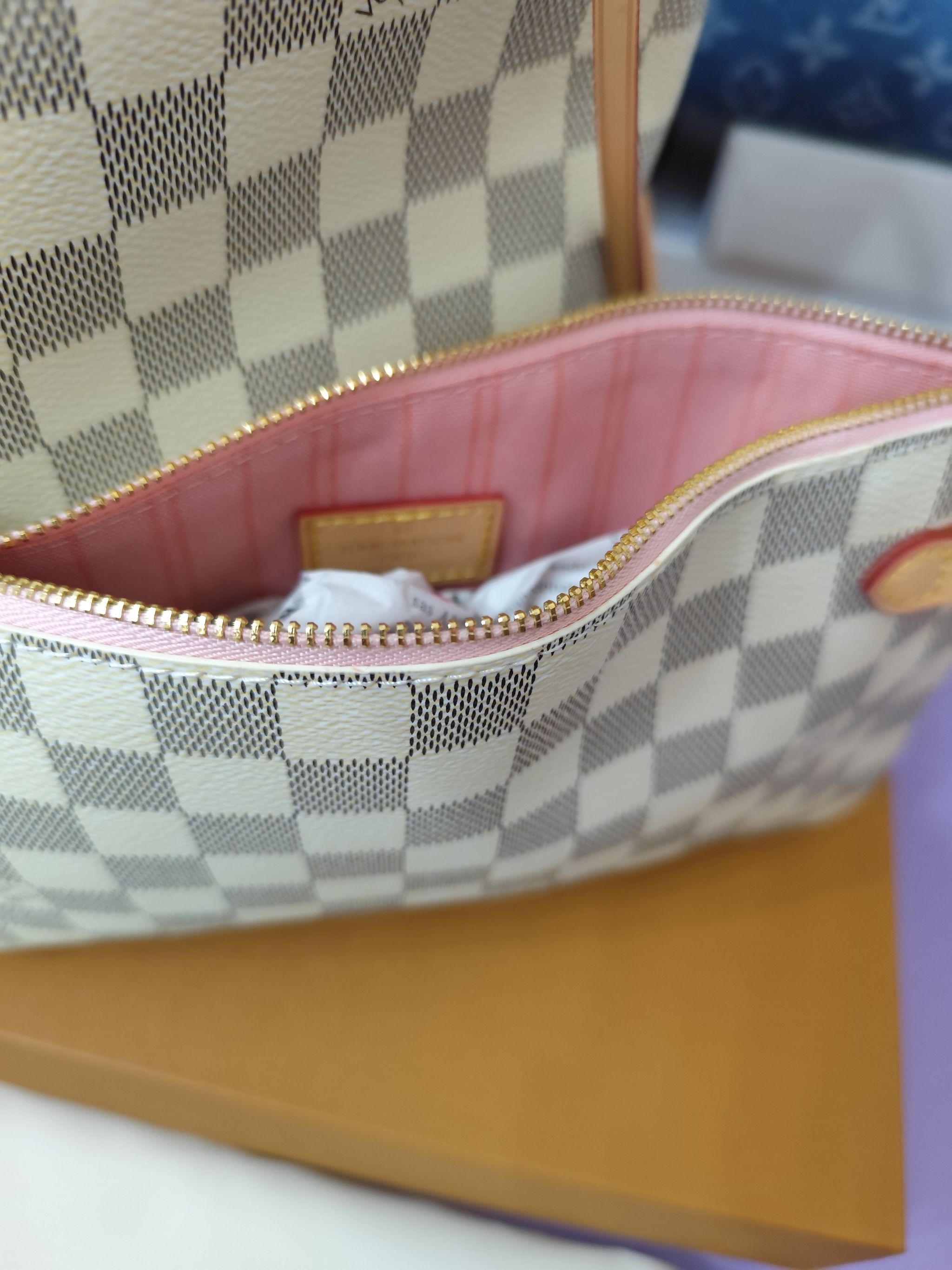 Bolsos LV, neverfull cuadritos blanco, alta calidad_1