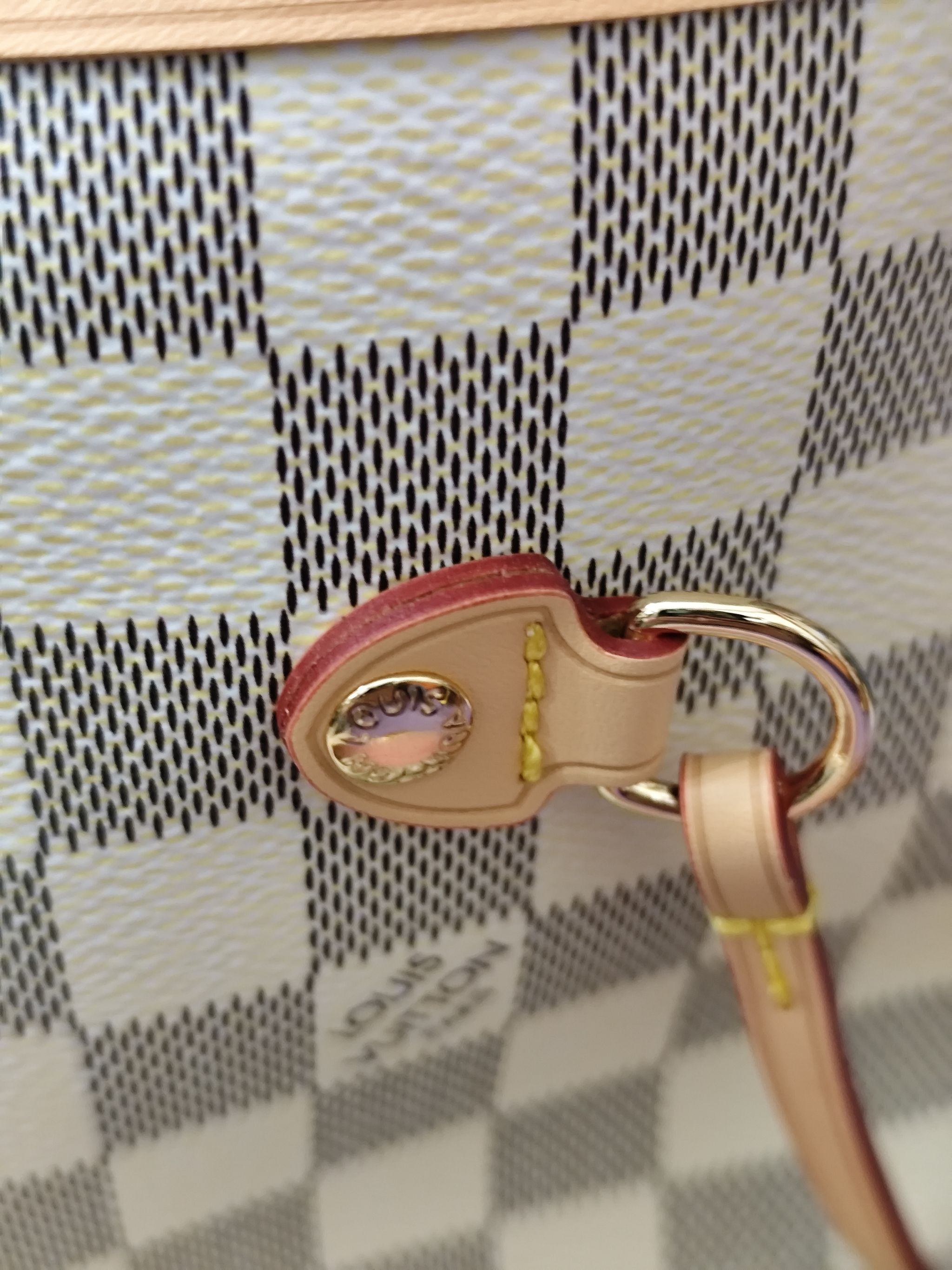 Bolsos LV, neverfull cuadritos blanco, alta calidad_3