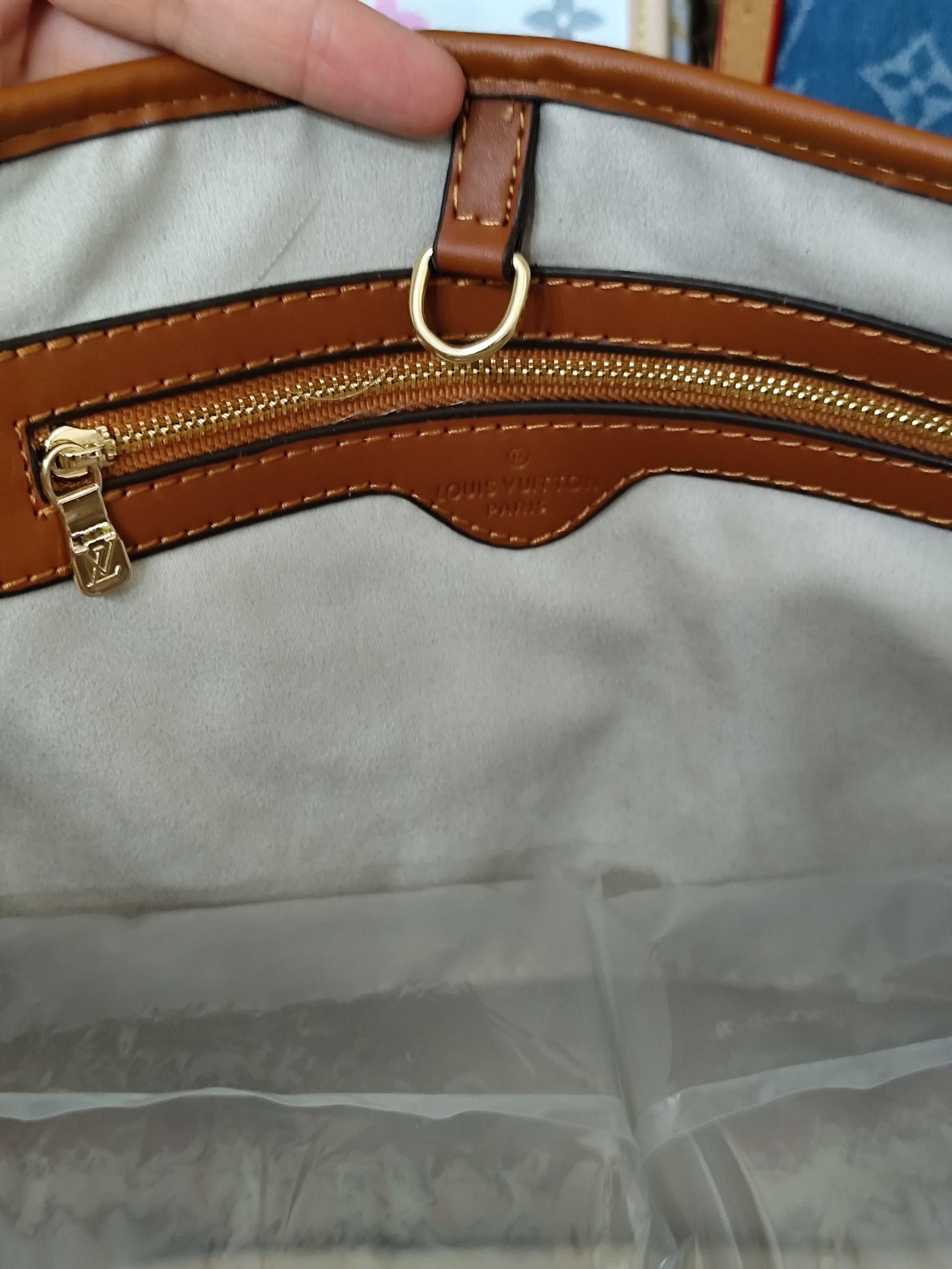 Bolsos LV, neverfull blanco/marrón, alta calidad _3