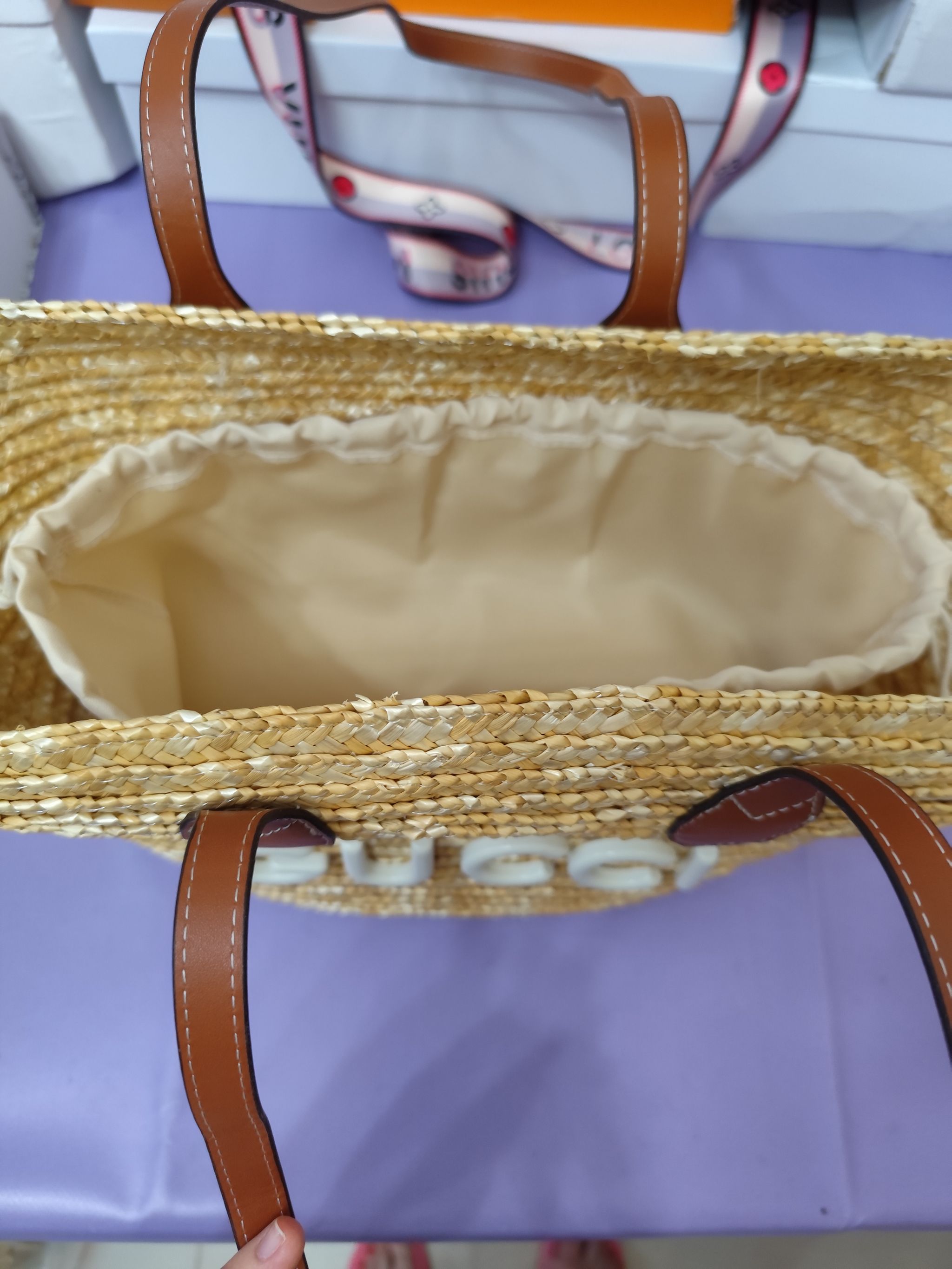 Bolsos GG, mimbre asas marron_1