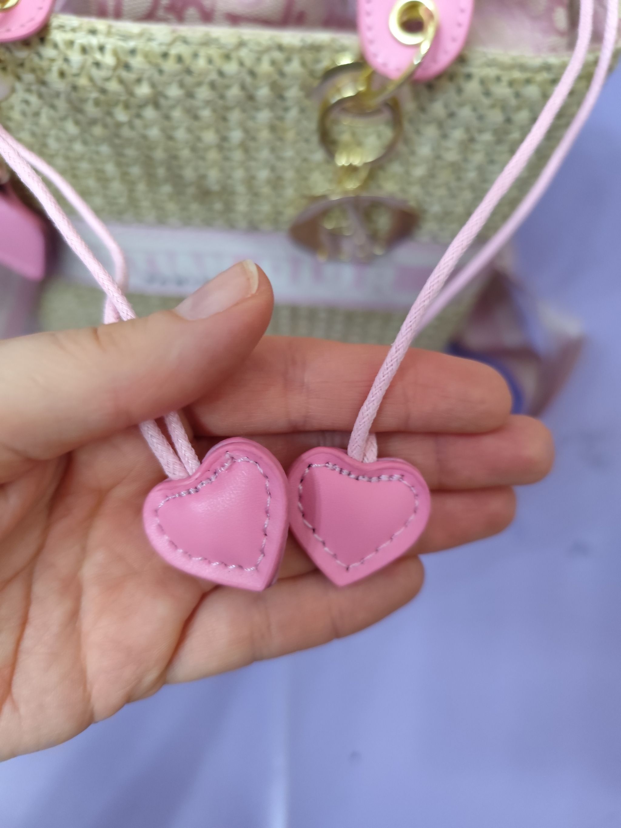 Bolsos CD, mimbre mediano, rosa_1