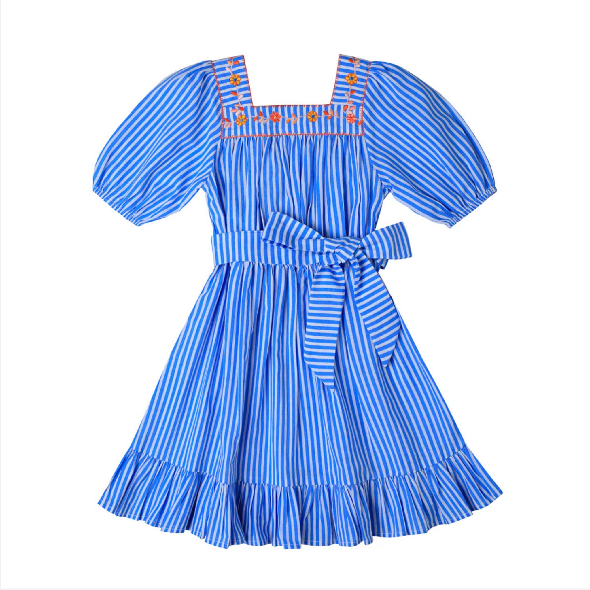 *Pre-order* Solange Embroidered Dress (Stripes)_5