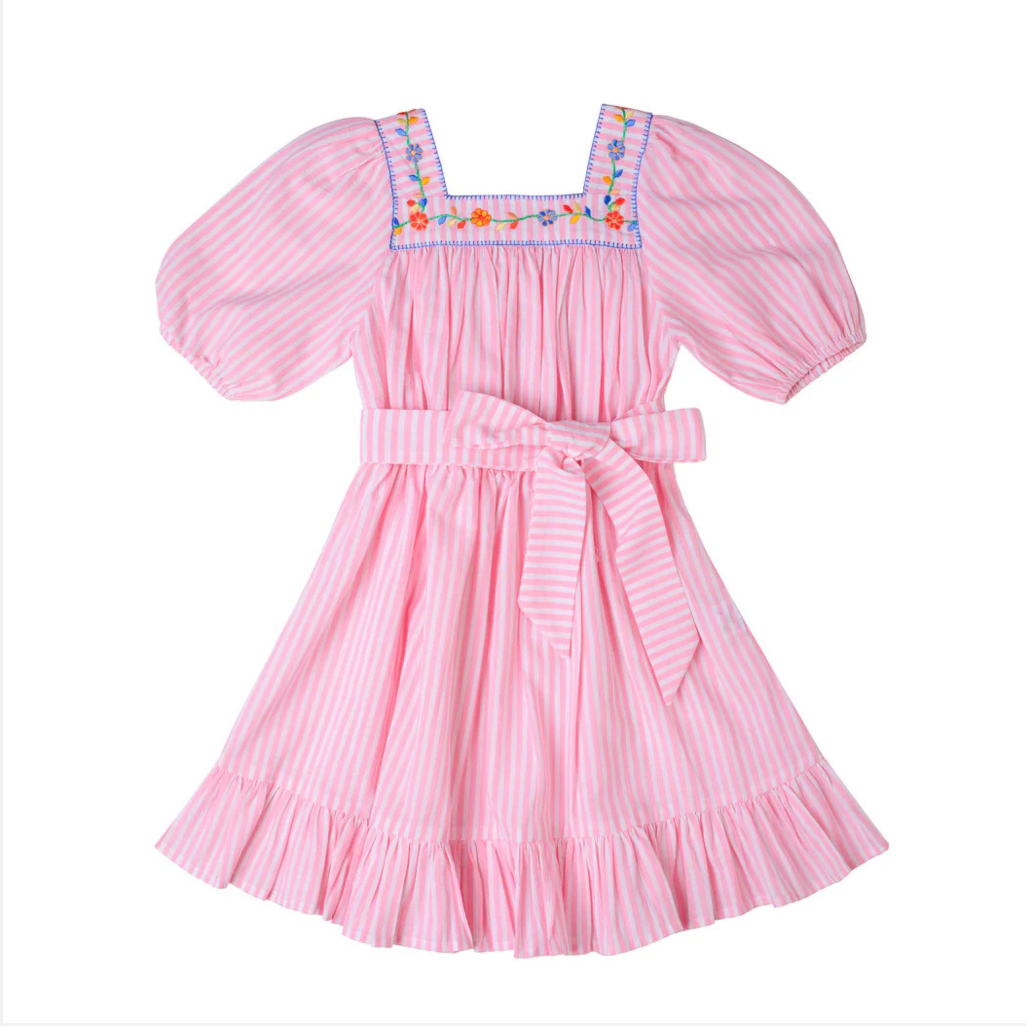 *Pre-order* Solange Embroidered Dress (Stripes)_6