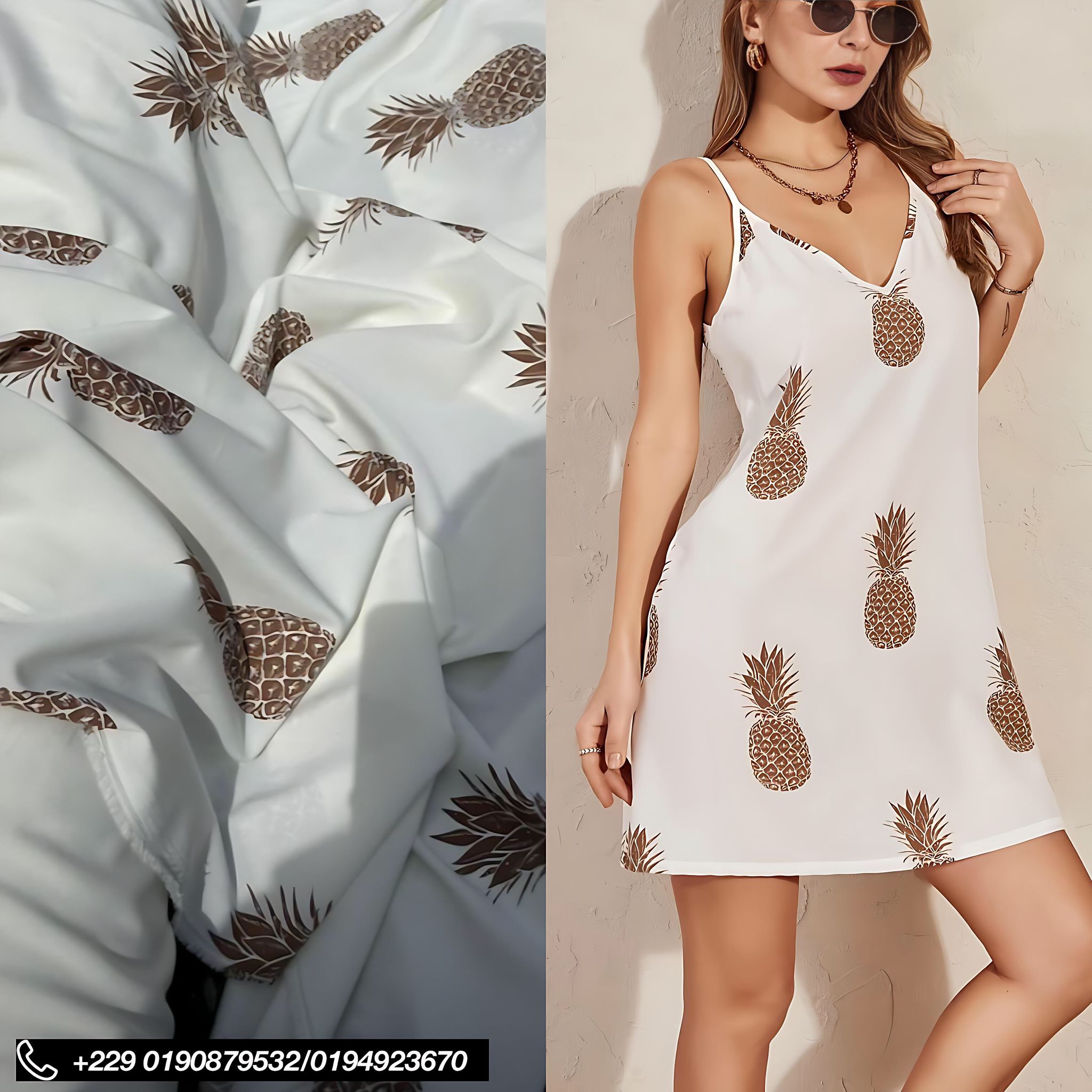 Tissu crêpe vintage ananas 🍍 _1