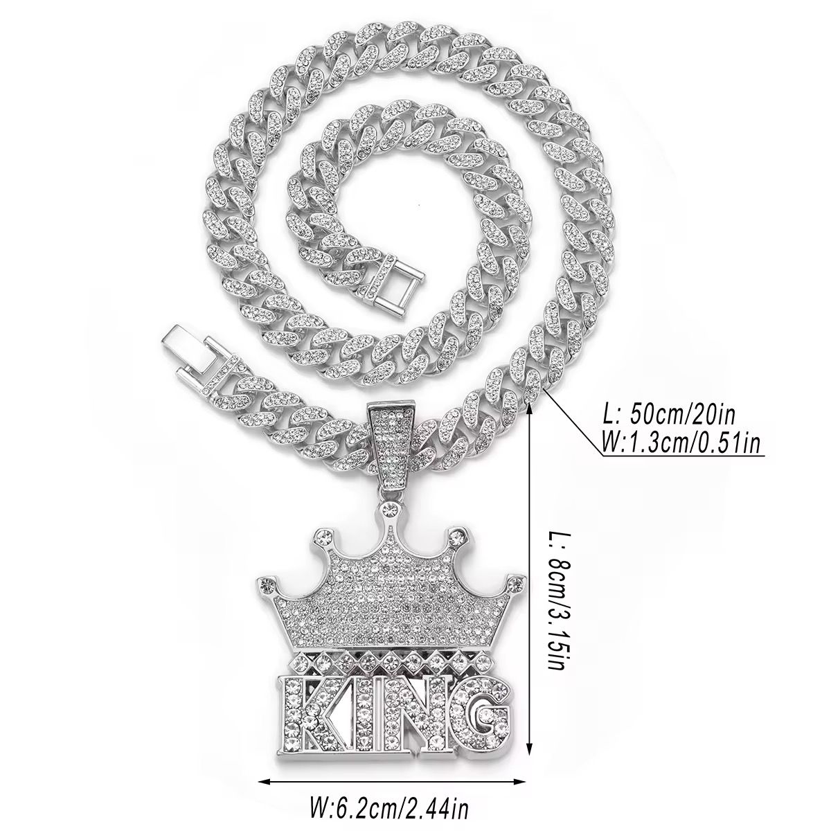 Punk Large Crown KING Letter Pendant Necklace Shiny Heavy Hip Hop Pendant Jewelry Gift for Men and Women_4