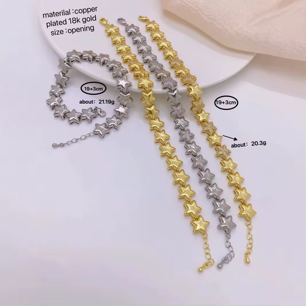 Colorful Star Cubic Zirconia Tennis Chain Personalized Star Charm Bracelets Women for Women Jewelry_2