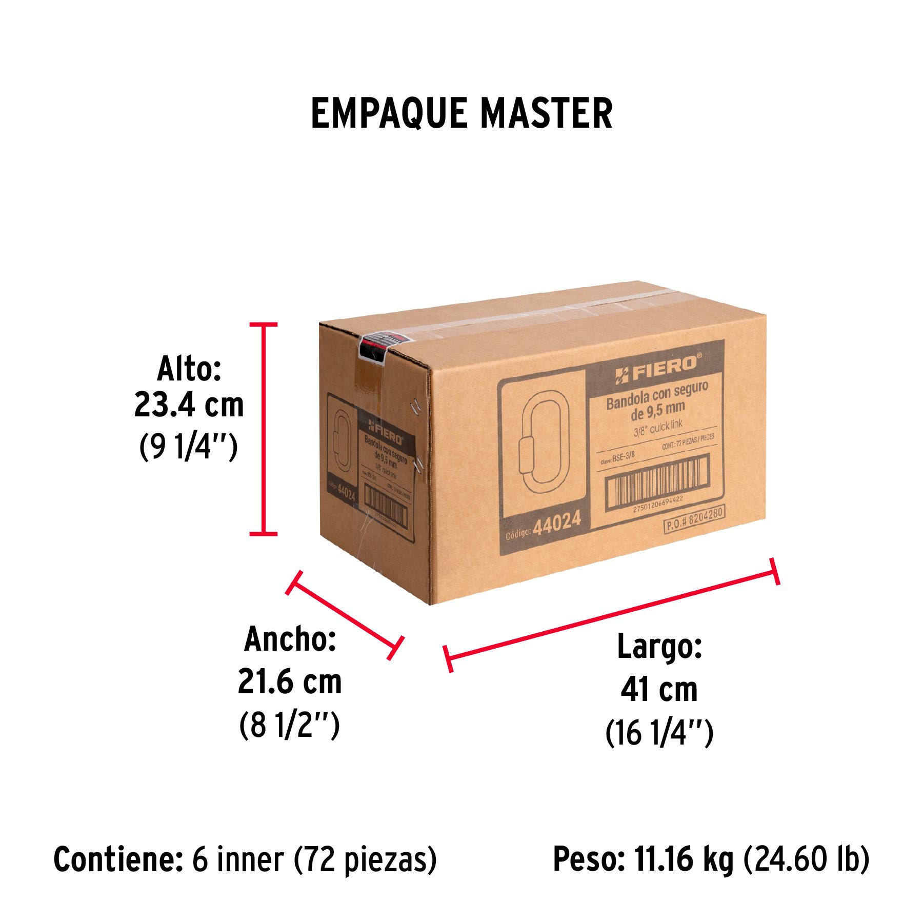 Bandola de acero de 3/8' con seguro, FIERO_5