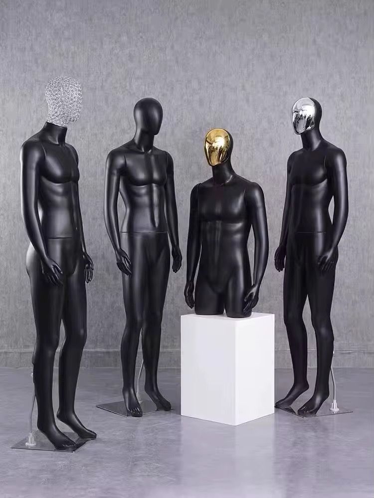Boutique Metal Hollow Mannequin Gold Head Men Manikin Dummies Whole Body Manikin Dummies Black Men Mannequin Full Body_3