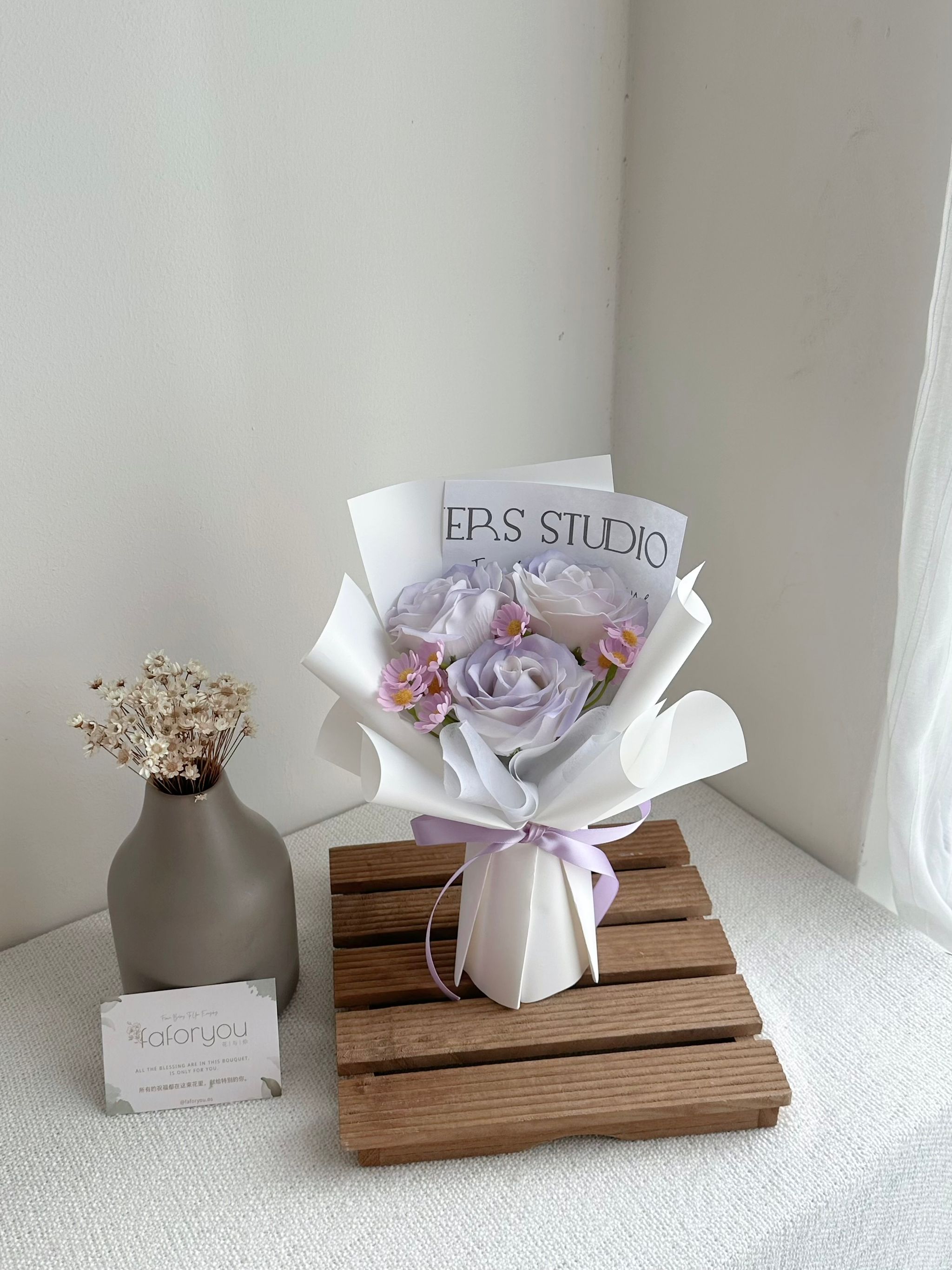 3 Stalk Soap Rose Daisy Bouquet _2