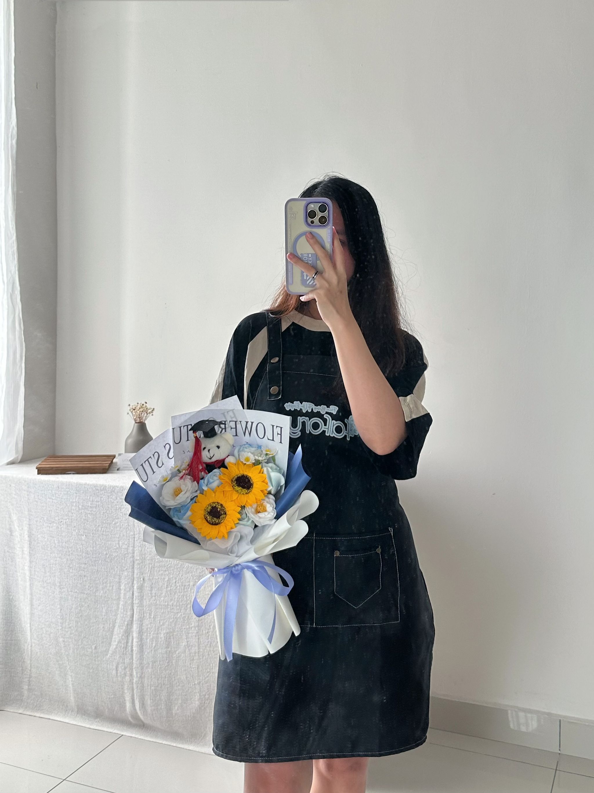 Graduation Bear Mixed Soap Flower Bouquet_1