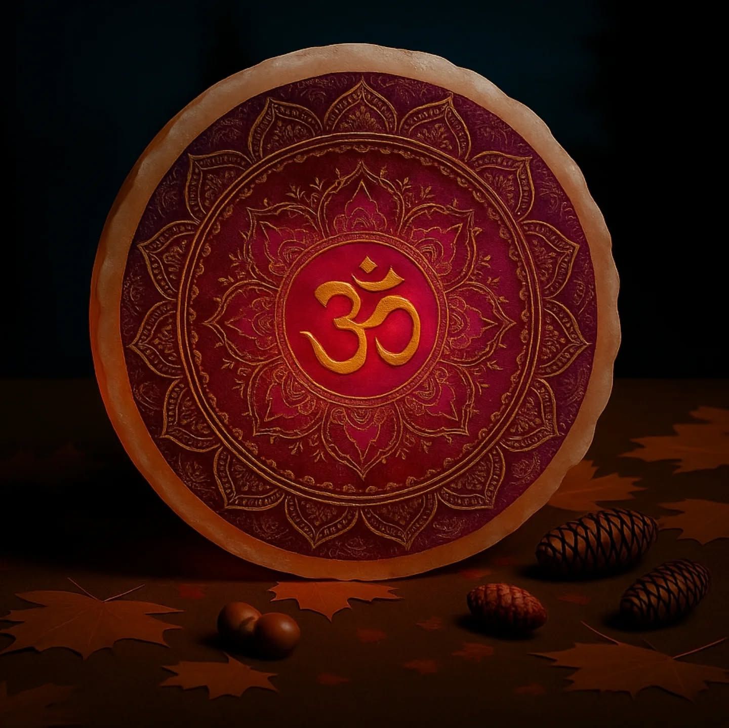 Sacred Om Lotus Himalayan Salt Art Lamp_0