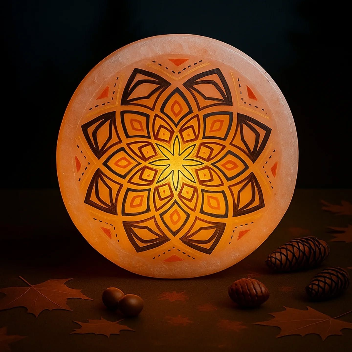 Solar Mandala Himalayan Salt Art Lamp_0