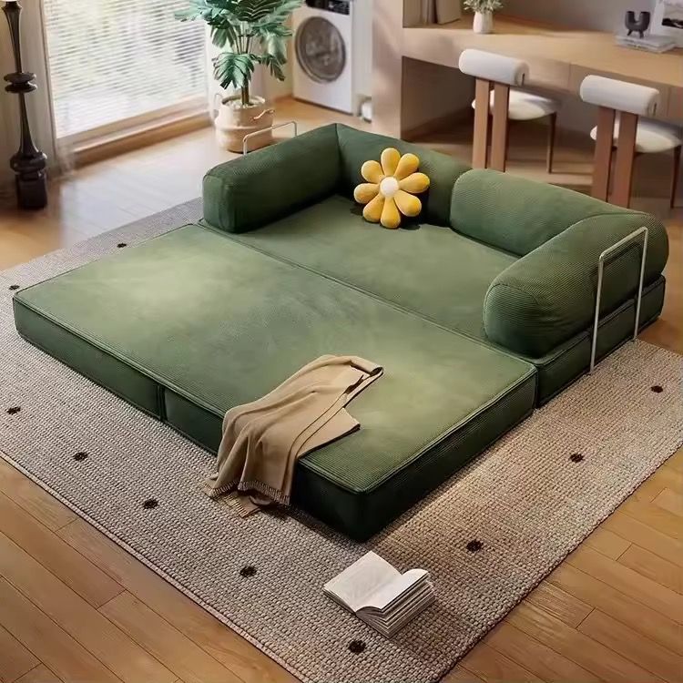 Folding Sofa Bed Simple Straight With Stainless Steel Compressed Sofa Set Couch Living Room Sofas_4