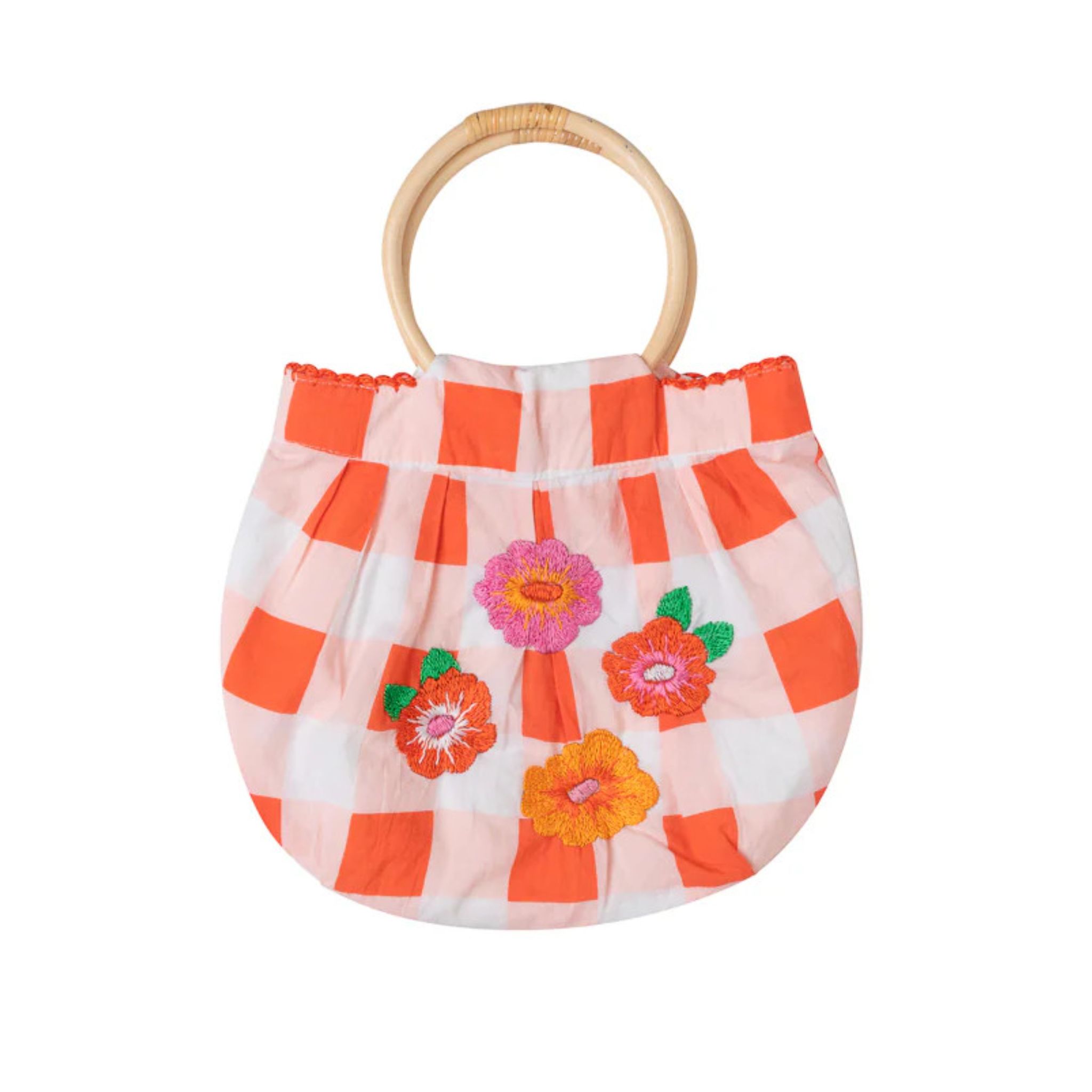 *Pre-order* Embroidered Bag With Bamboo Ring Handle_0