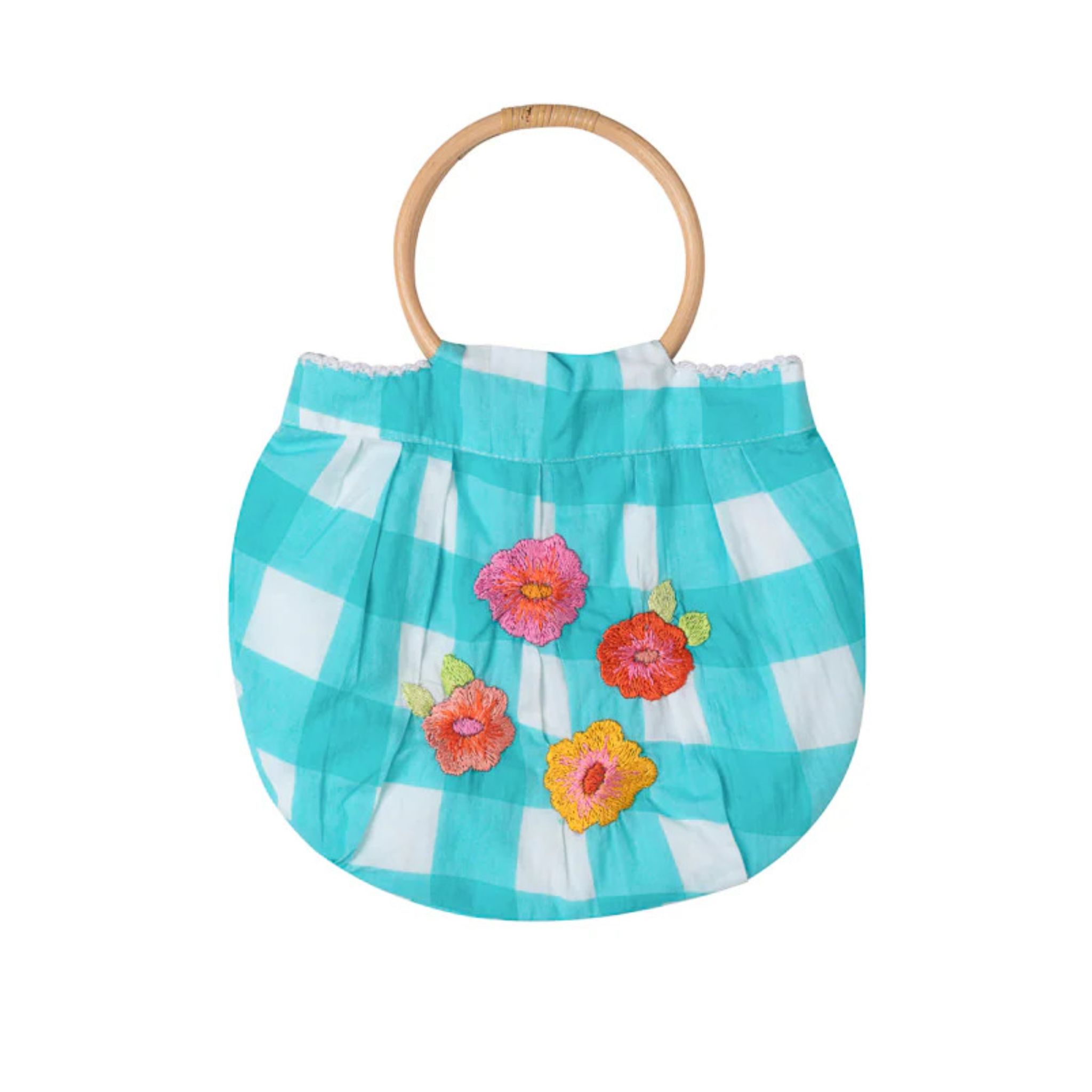 *Pre-order* Embroidered Bag With Bamboo Ring Handle_1